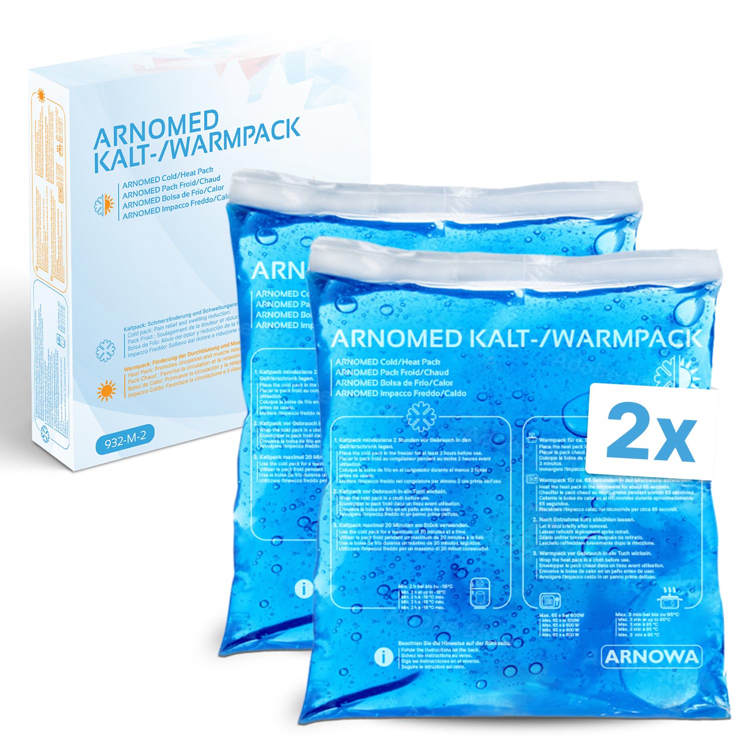 2x Compresas frías de gel reutilizables ARNOMED® 13x14cm, compresas frías y calientes reutilizables y aptas para microondas, almohadillas frías de gel, compresas frías, almohadillas frías