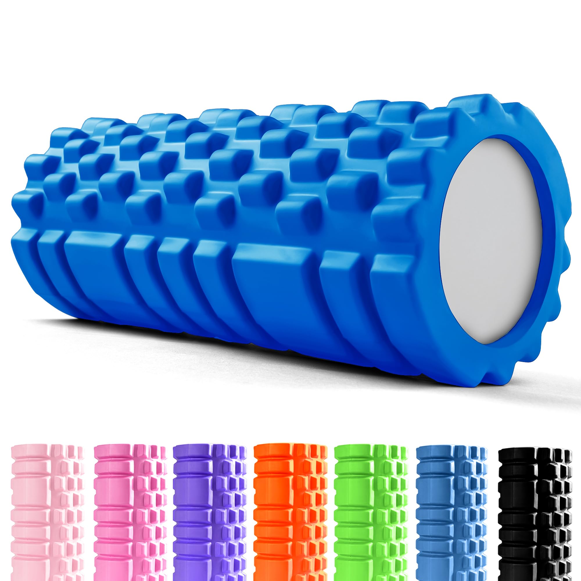 Rodillo para Masajes Musculares【33x14 cm】Cilindro de Espuma Dura para Fitness, Terapia con Foam Roller | Herramienta de Automasaje para Mayor Recuperación y Flexibilidad (Azul Oscuro)