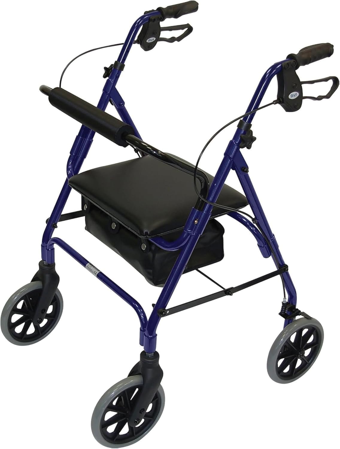 Days Andador de Cuatro Ruedas Ligero y Plegable con Asiento Acolchado, Frenos de Bloqueo, Mangos Ergonómicos y Bolsa de Transporte, Ayudas A la Movilidad, Mediano, Azul