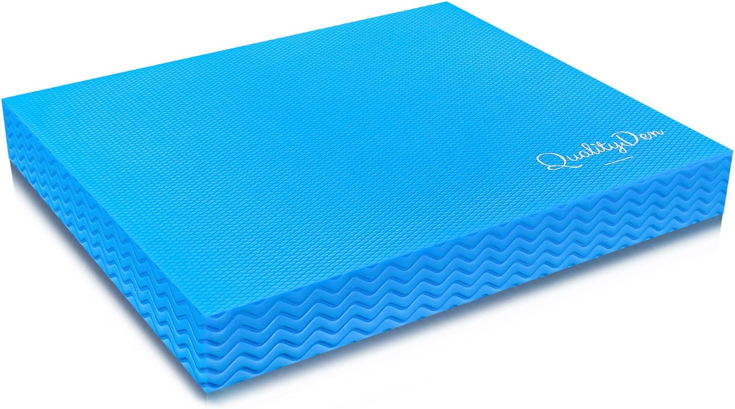 Almohadilla de equilibrio de QualityDen, color azul, de espuma suave, antideslizante, ayuda a fortalecer los músculos profundos (idioma español no garantizado).