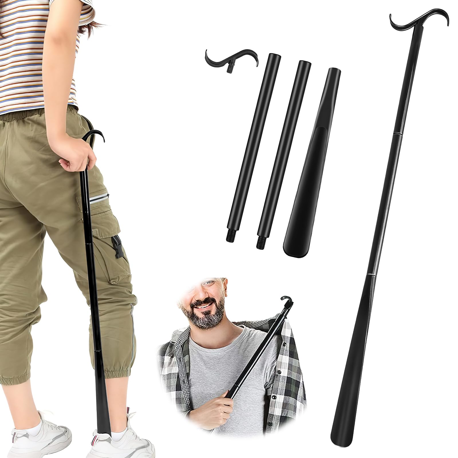 Calzador De Zapatos Largo Calzador 90 cm Aleación de Aluminio, Para Hombres Mujeres Niños y Mayores