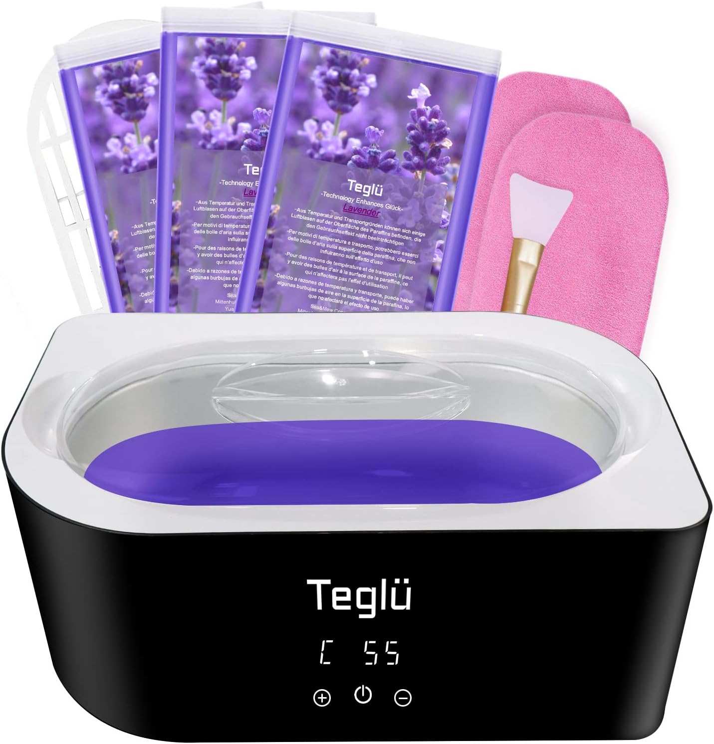 Calentador de Parafina para Manos y Pies 4L, Maquina Baño con 3x450g Cera de Parafina, 200W, Negro