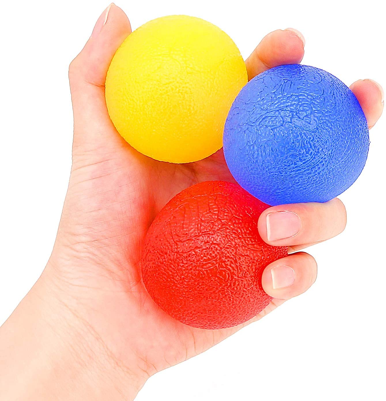 3 Piezas Pelota Antiestrés, Pelota Ejercicio Manos, 3 Niveles Pelota Rehabilitacion Mano, Anti estrés Bolas para Mano para Capacitación en Rehabilitación y Alivio del estrés