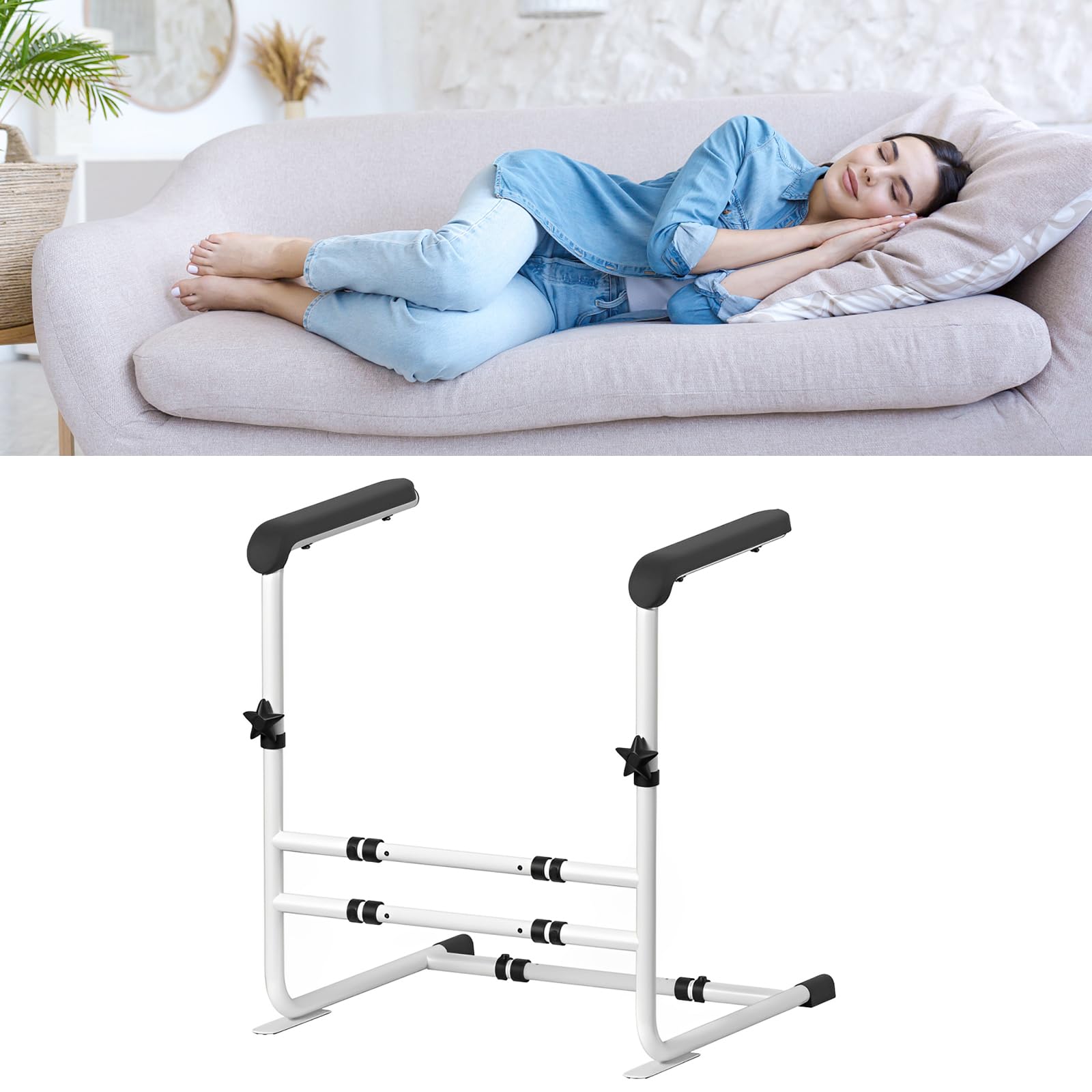 Ayuda para levantarse, ayuda para levantarse para personas mayores, ayuda para elevar el sofá, 6 alturas ajustables, ancho ajustable, mango de seguridad para pacientes, ancianos y discapacitados