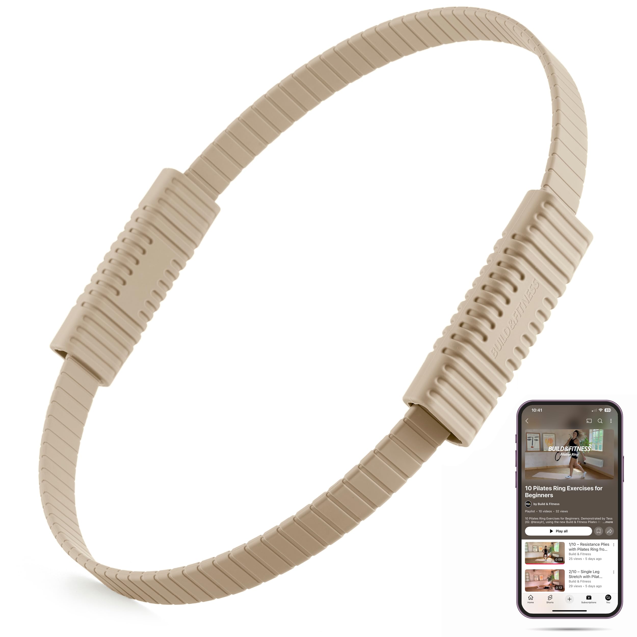 Build & Fitness Aro de Pilates Círculo mágico de 34 cm para tonificar Muslos, Torso y Brazos. Ligero y Duradero, Fabricado en Silicona y Fibra de Vidrio para Entrenar en casa, Gimnasio y Viajes