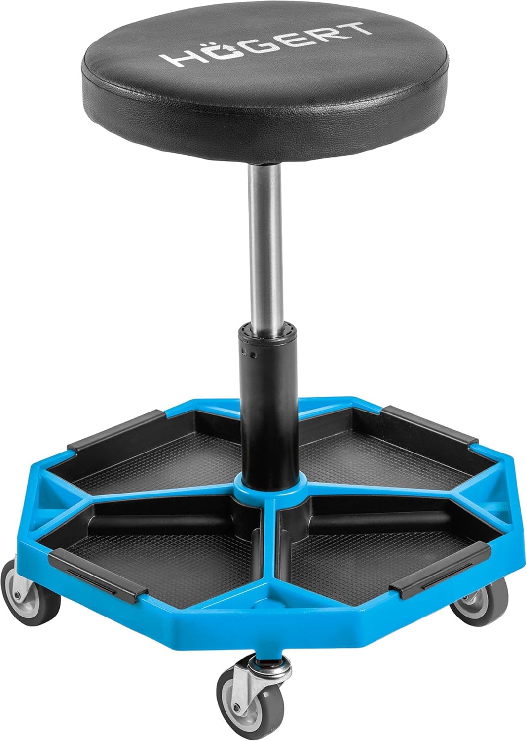 Högert Technik - Taburete de Taller Ajustable | Asiento telescópico de Taller | Altura Regulable | Construcción Robusta | Carga máxima: 140 kg | Taburete con Ruedas para el Taller