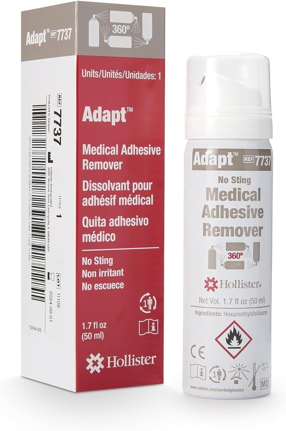 Hollister Adapt - Removedor de adhesivos médicos, sin picadura, 360 ° spray 1.7 oz