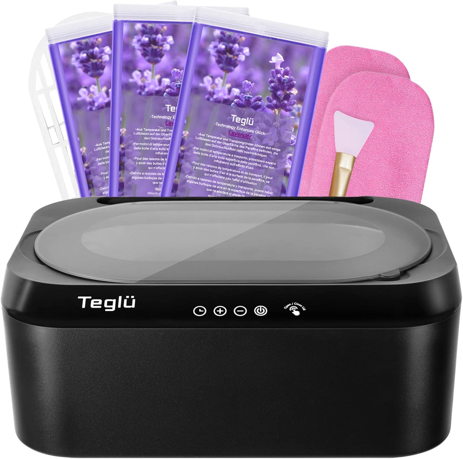[Mejorada] Calentador de Parafina para Manos y Pies 4L con Tapa Automática, Maquina Parafina Baño de Parafina con 3x450g Parafina, 200W, FHC-2222, Negro