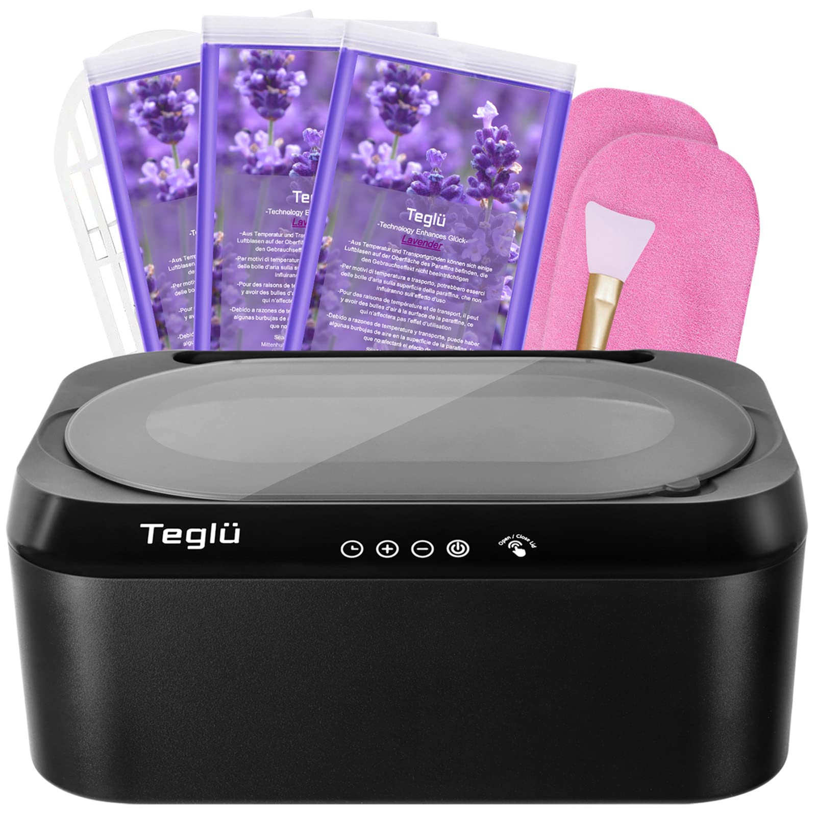 [Mejorada] Calentador de Parafina para Manos y Pies 4L con Tapa Automática, Maquina Parafina Baño de Parafina con 3x450g Parafina, 200W, FHC-2222, Negro