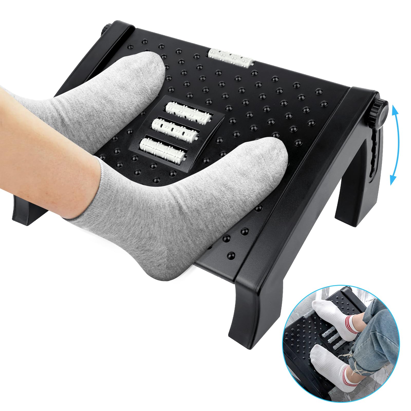 Reposapies de Oficina, Reposa pies Reposa pies Reposapies Escritorio Reposapiés Ajustable en 6 Niveles, Reposapiés Ergonómico para Oficina, Hogar, Viajes