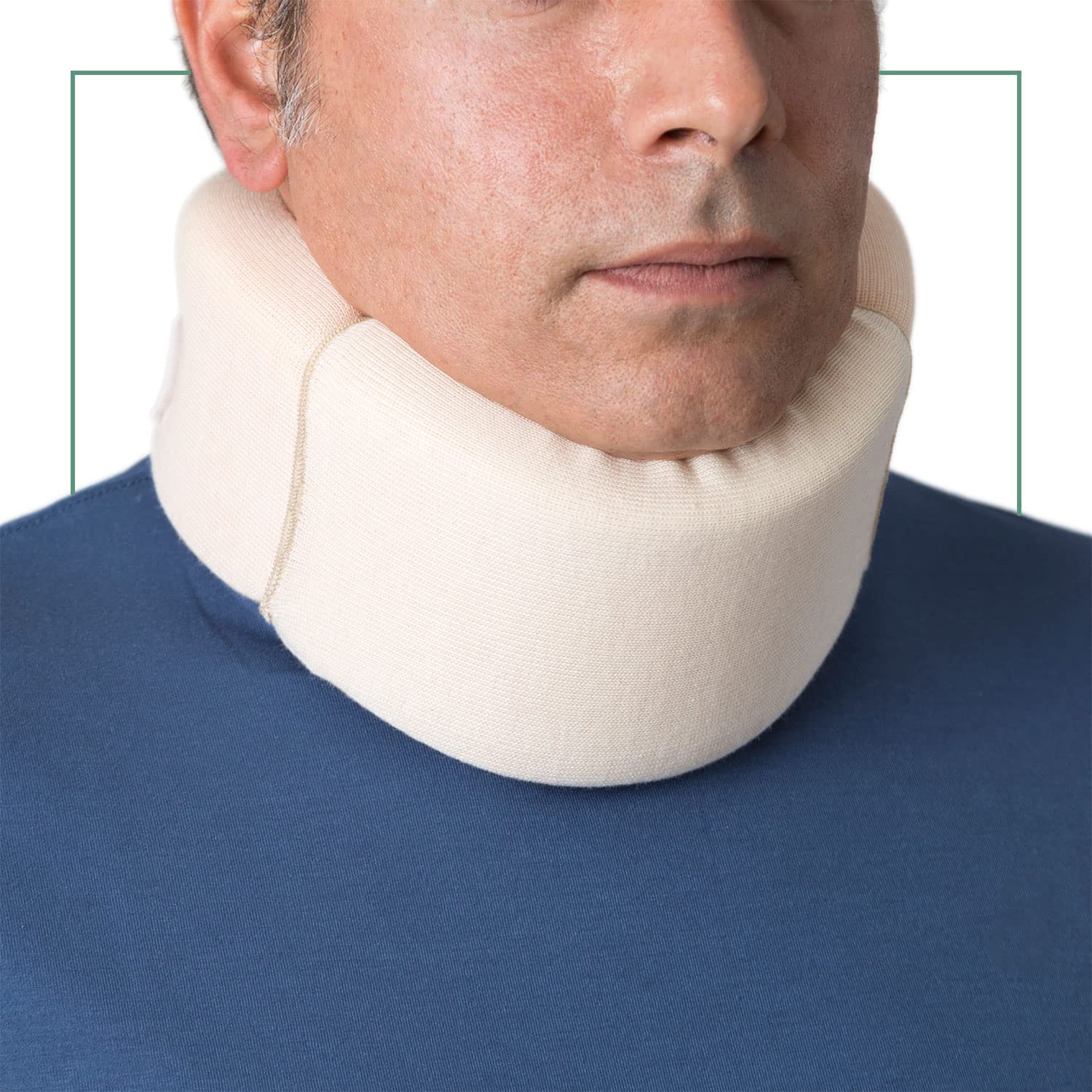 Collarín Cervical Blando con Funda Extraíble - Soporte para el Cuello - Alivio del Dolor y la Presión en la Columna Vertebral, Talla Única – Beige