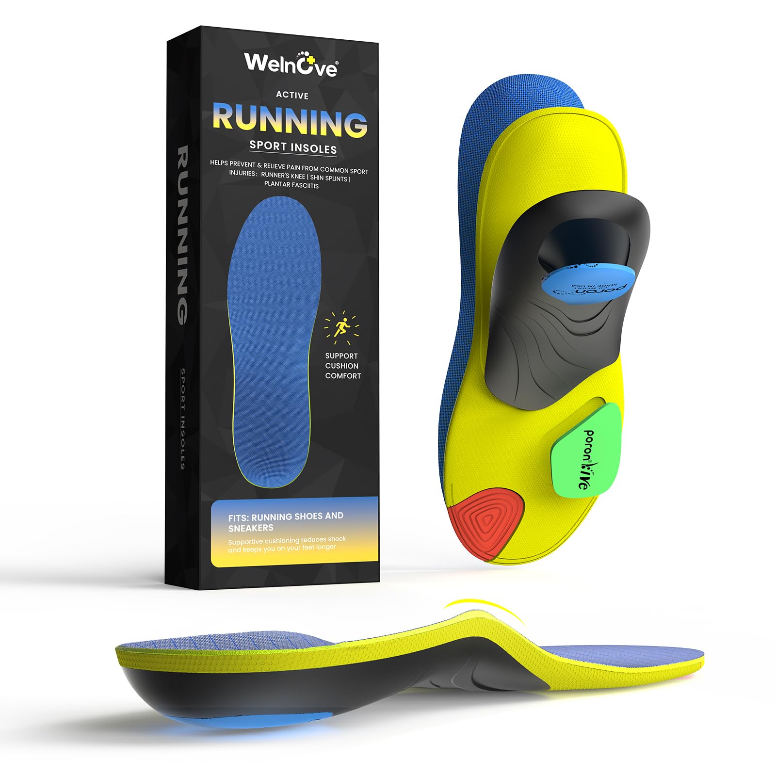 Plantillas ortopédicas de alto rendimiento, plantillas deportivas con soporte de arco para correr, senderismo y entrenamiento, plantillas para fascitis plantar para hombres XL 43-46