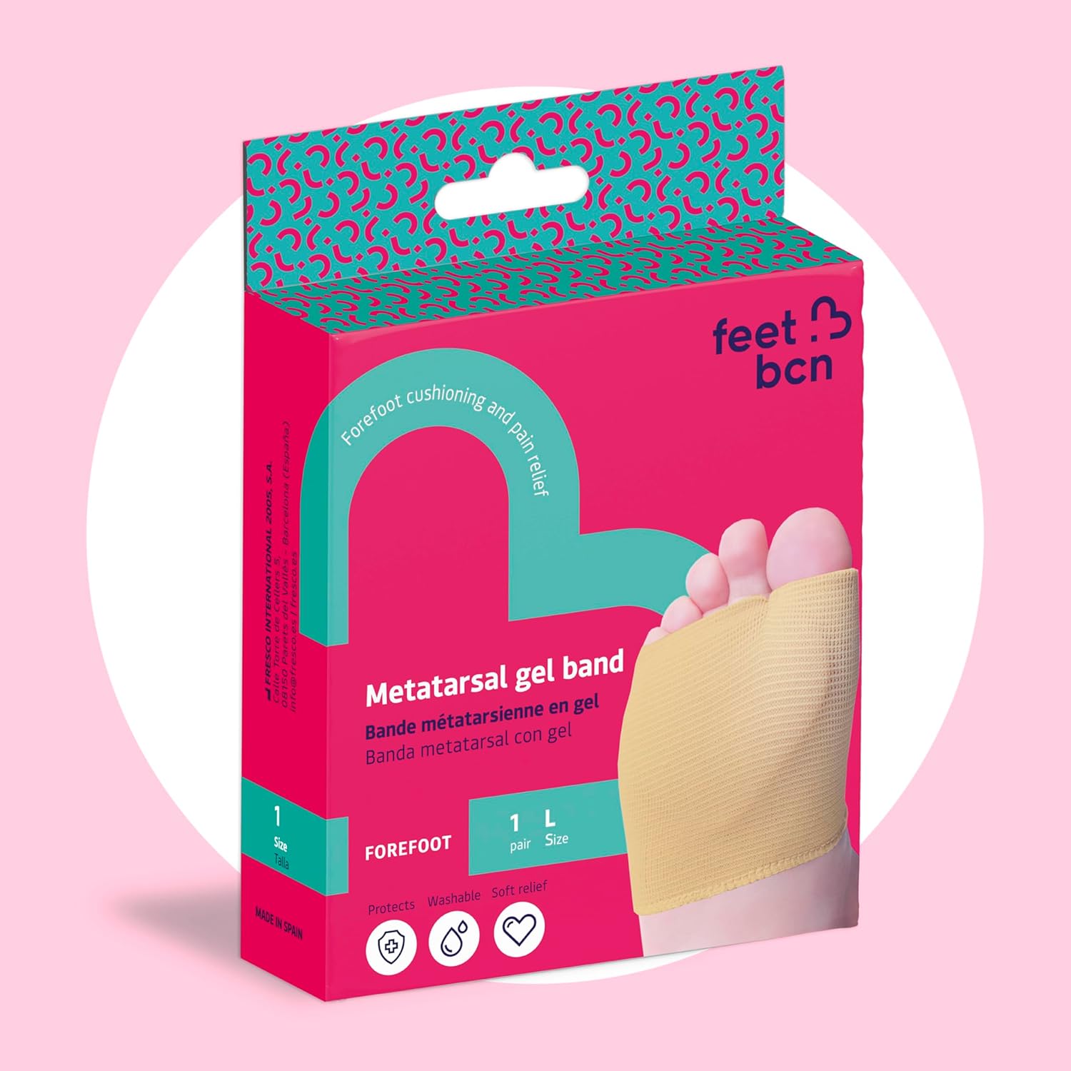 2 Almohadillas Metatarsales de Gel - Banda de Silicona Antideslizante para Alivio del Dolor, Metatarsalgia y Neuroma de Morton - Transpirable y Prevención de Callos Large- EU 41-44