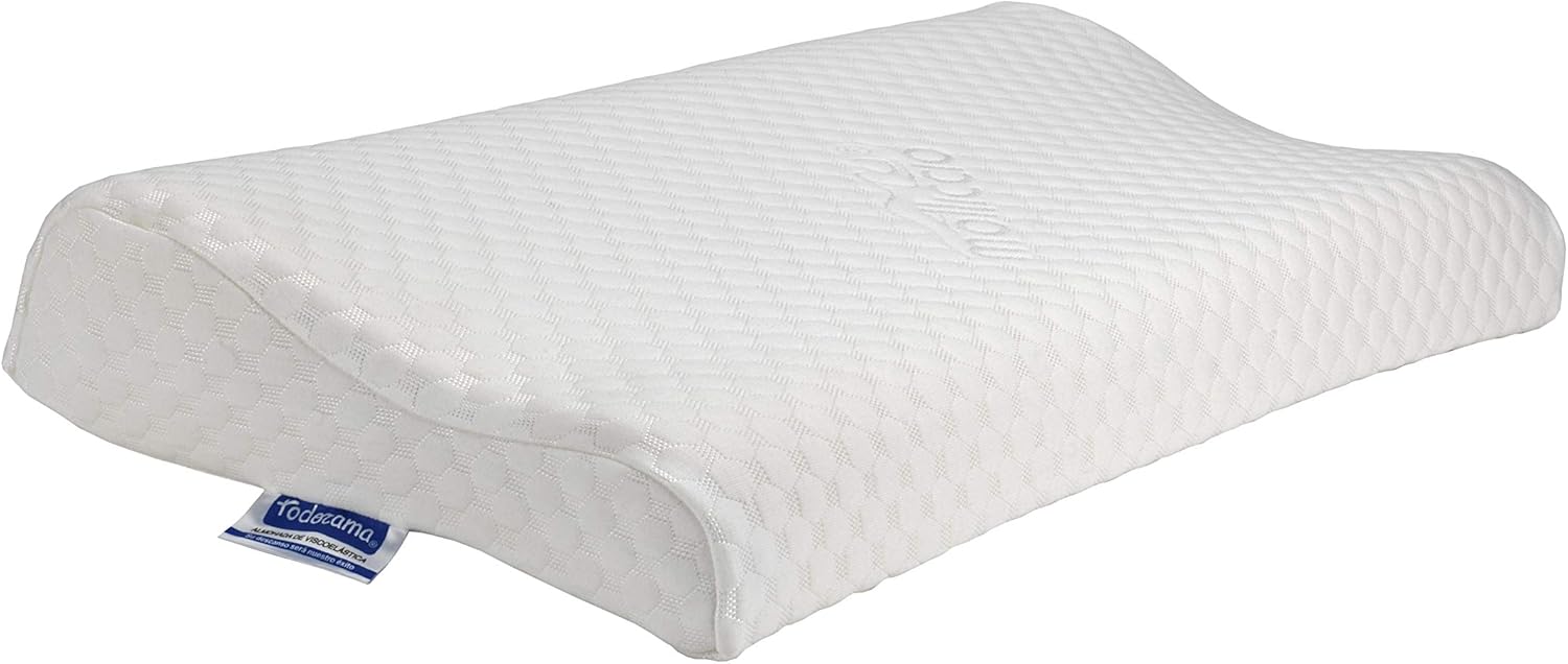 Todocama - Almohada viscoelástica Cervical con diseño ergonómico terapéutico. Doble Funda extraíble y Lavable. Fabricada íntegramente en España. Almohada Premium. (67x35x13cm)