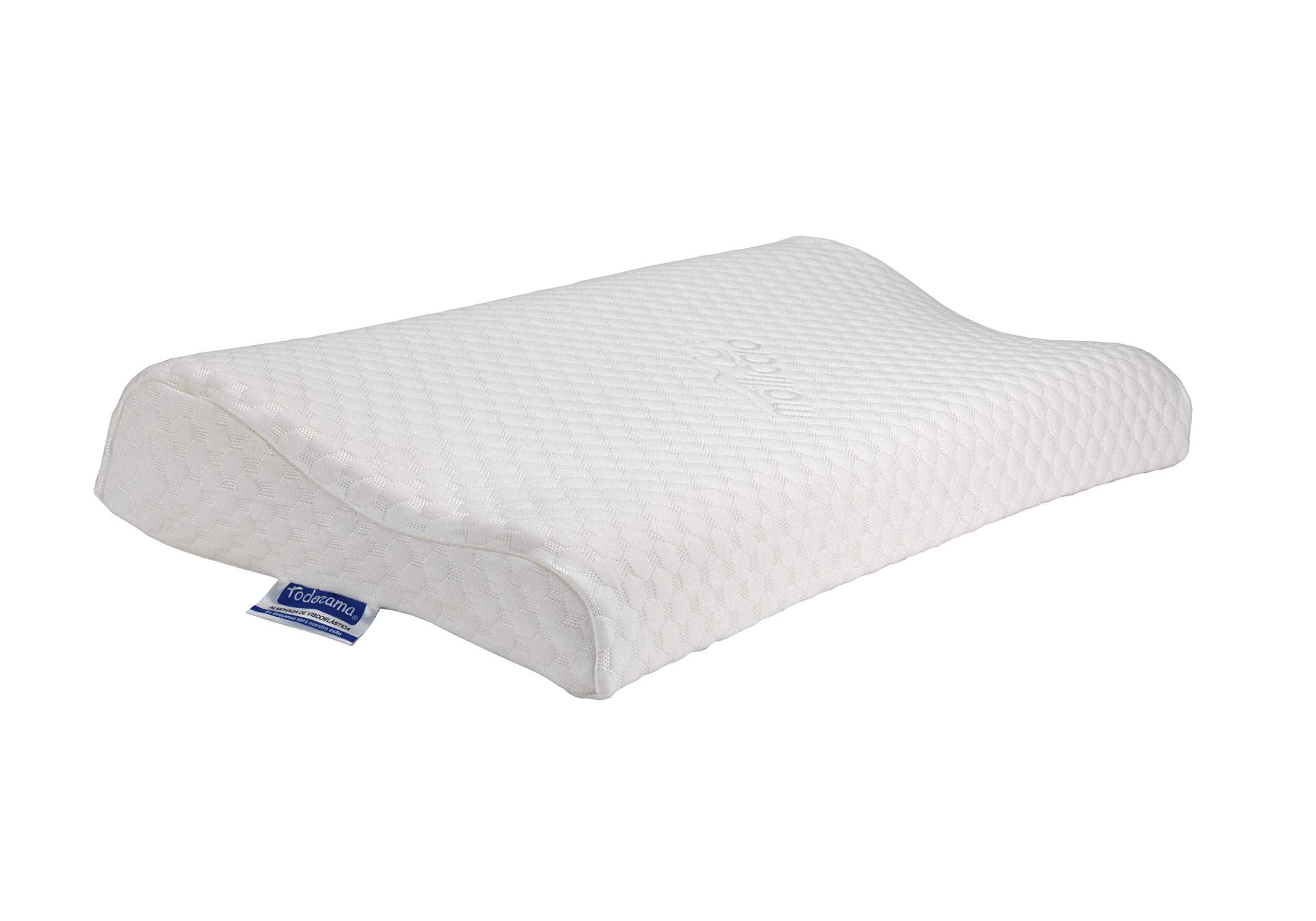 Todocama - Almohada viscoelástica Cervical con diseño ergonómico terapéutico. Doble Funda extraíble y Lavable. Fabricada íntegramente en España. Almohada Premium. (67x35x13cm)