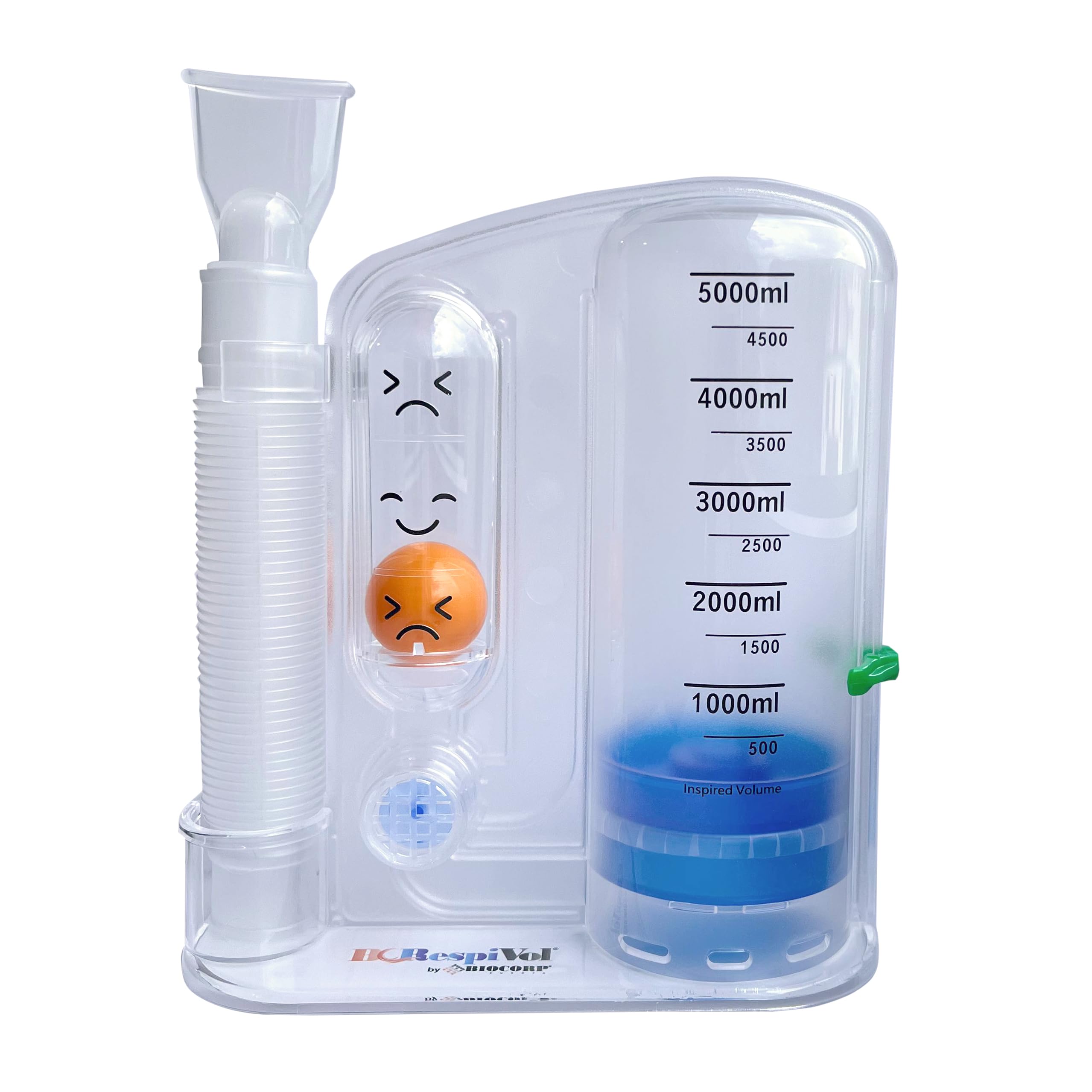 BC Respivol - Ejercitador inspiratorio volumétrico 5000 ml - One Ball Spirometer para ejercicios respiratorios