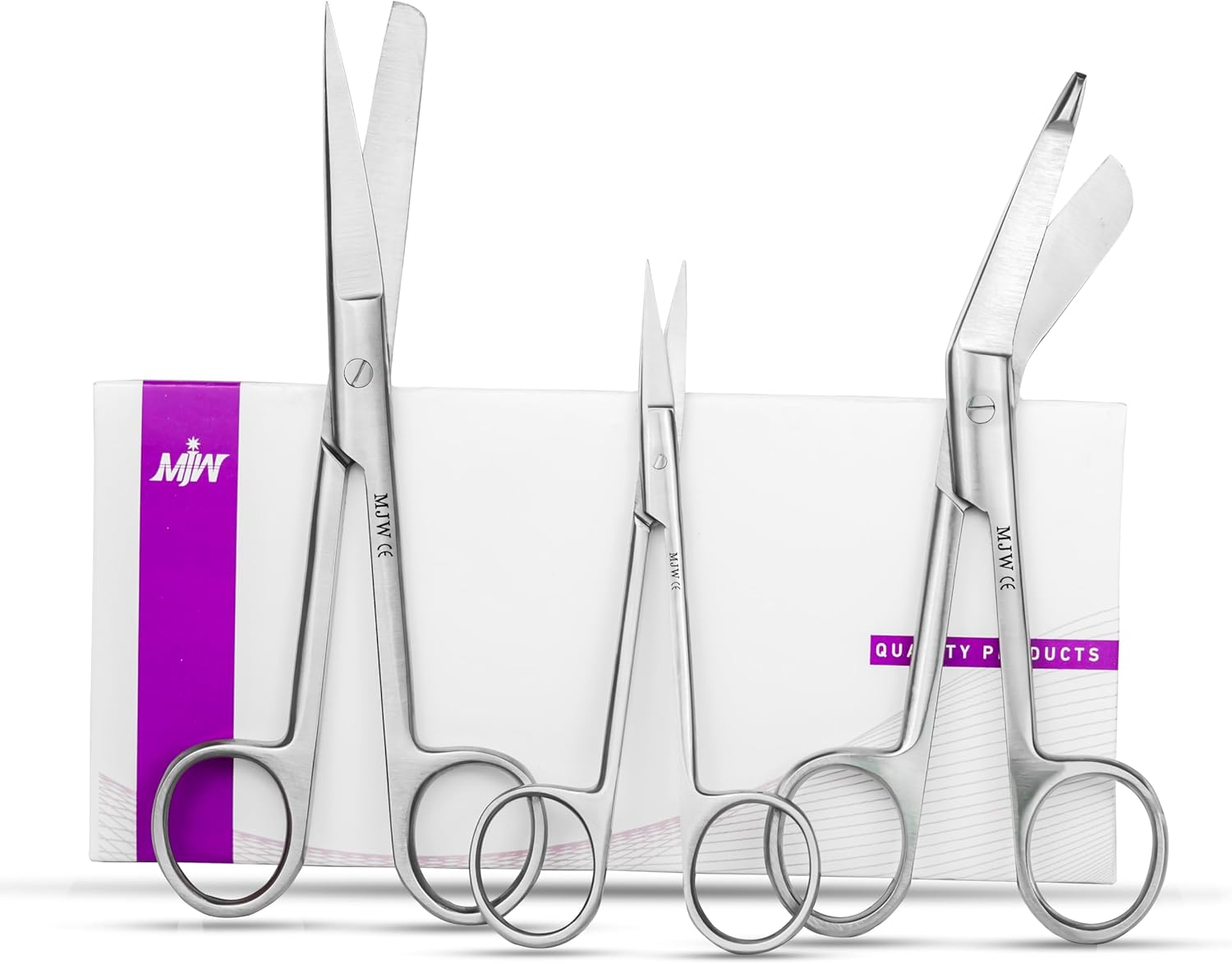 MJW 3Pcs Set of Stainless steel Tijeras de Primeros Auxilios para Enfermería de, Tijeras Para Vestir, Herramientas Veterinarias Utilizadas en la Oficina y el Hogar para usos Múltiples