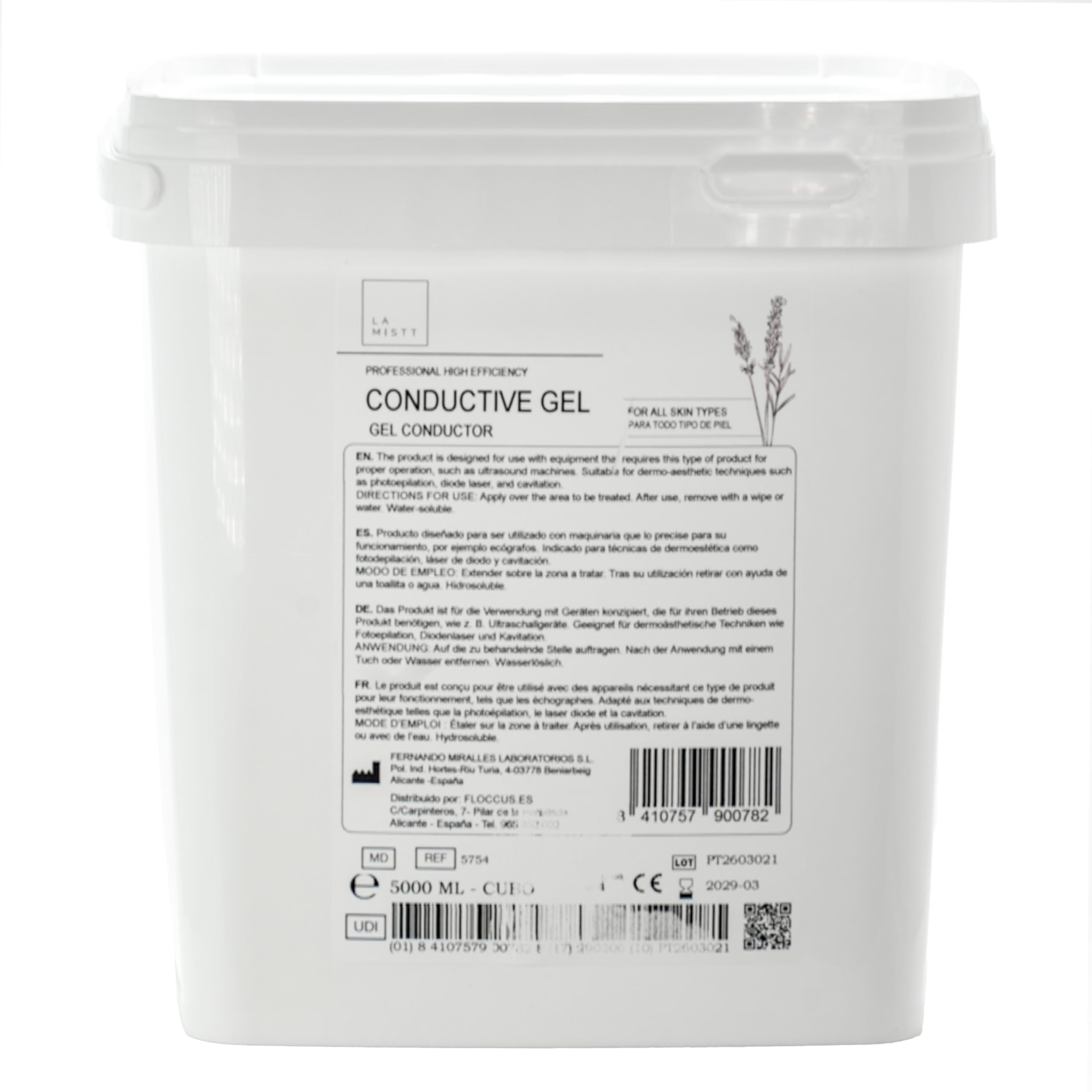 LAMISTT Gel Conductor Radiofrecuencia Facial y Corporal 5L Cubo Profesional | Para Cavitacion y Radiofrecuencia Corporal | Gel Ultrasonido Conductor | Uso Médico y Estético