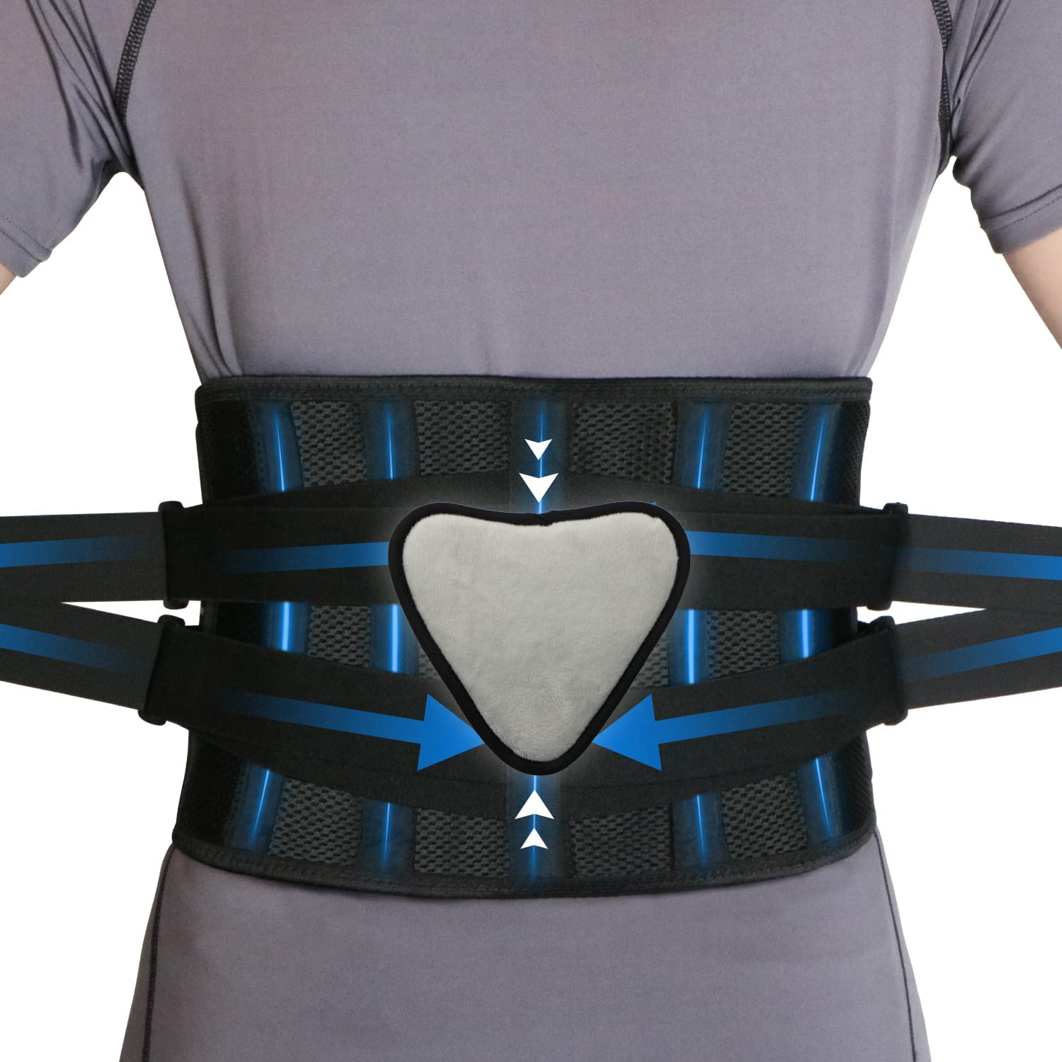 Faja Lumbar para Espalda, Cinturón de Soporte Lumbar, Apoyo Lumbar con Fuertes Tirantes de Doble Banda, para Hombre y Mujer Prevenir Lesiones, Hernia de Disco, Escoliosis