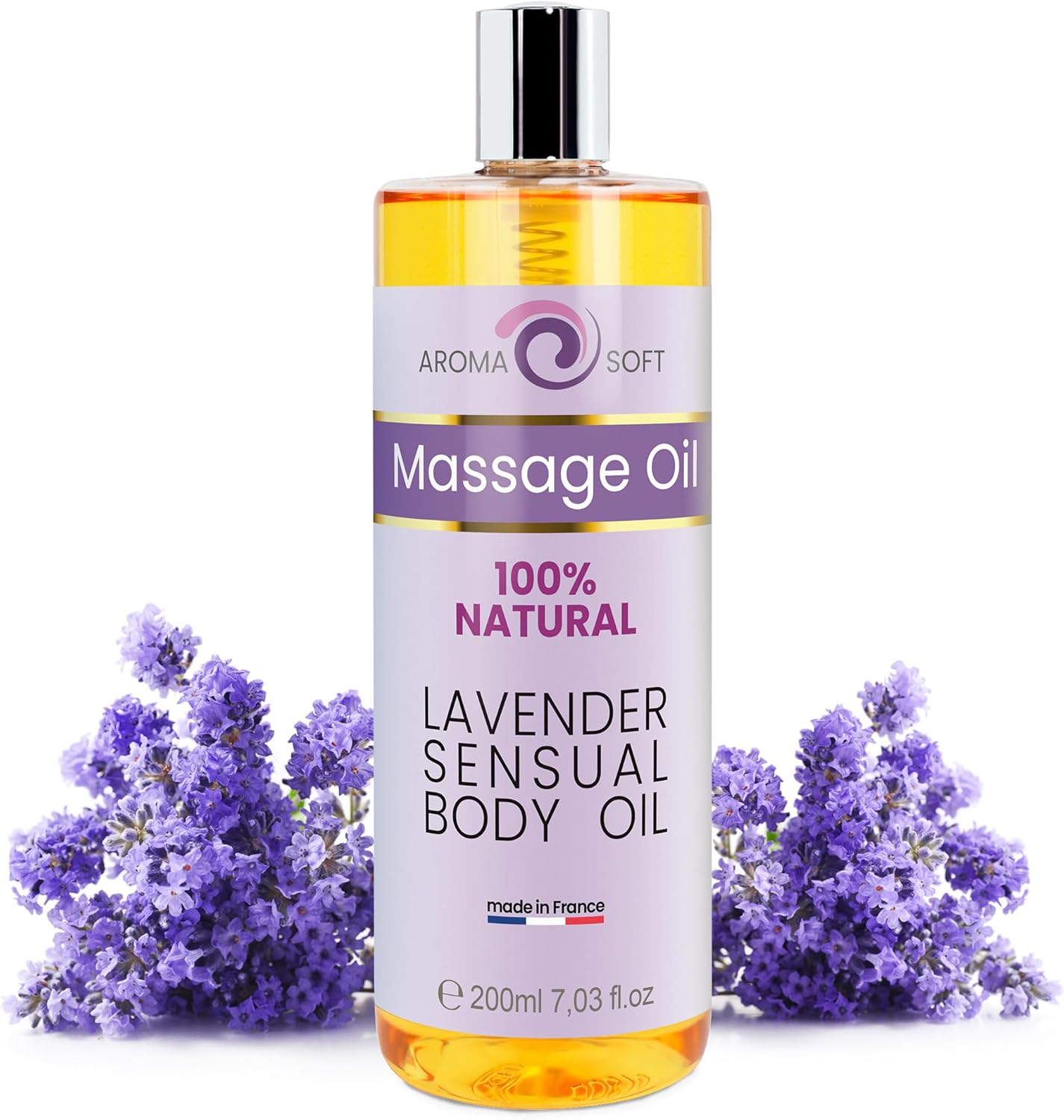 bleu & marine Bretania - Aceite de Masaje Natural 100% | Aromaterapia y Relajación | Hidratante y Portador | Ideal Después del Baño | Apto para Todo Tipo de Masajes Corporales, 200 ml