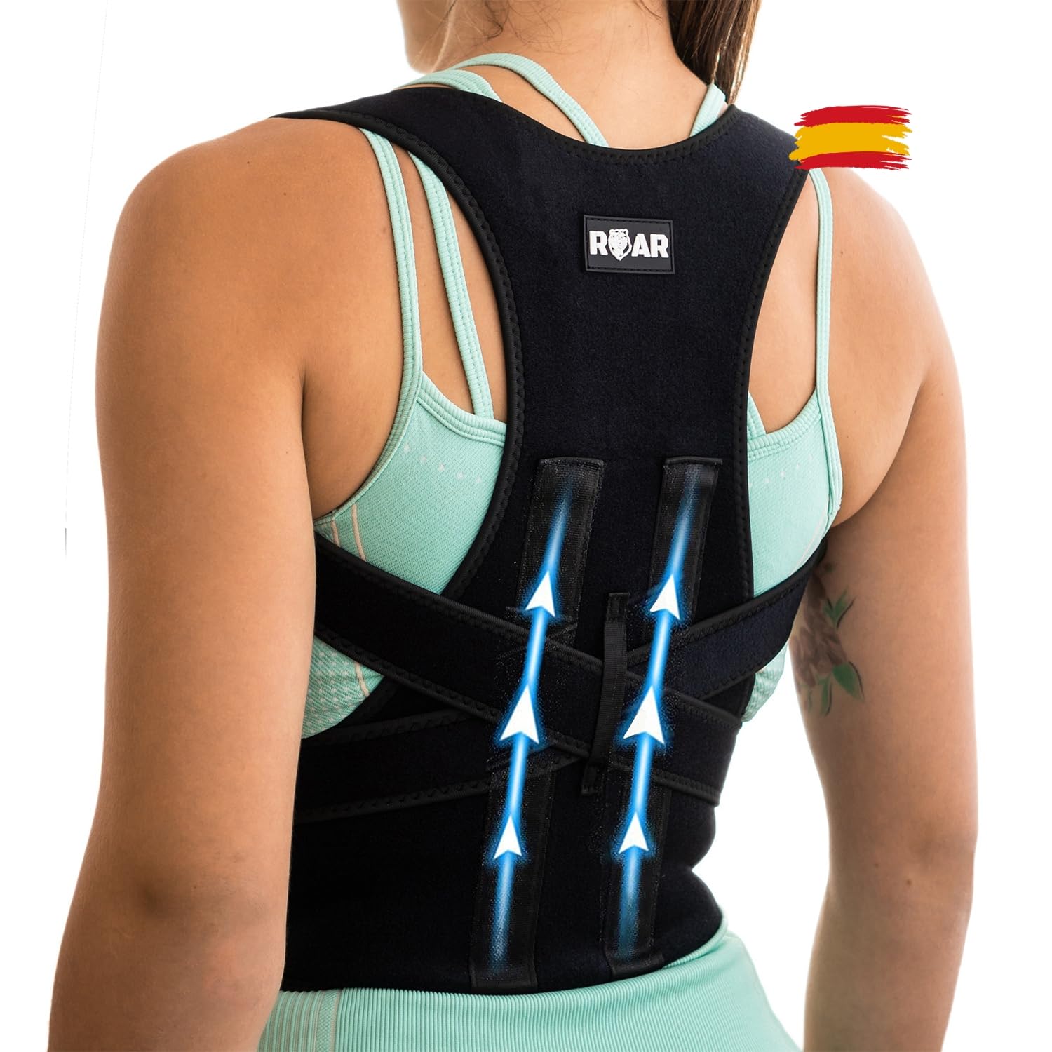 Roar® Corrector de postura de espalda, rectificador de espalda, ayuda a mantener la espalda recta, mejora la postura de cuello y hombros