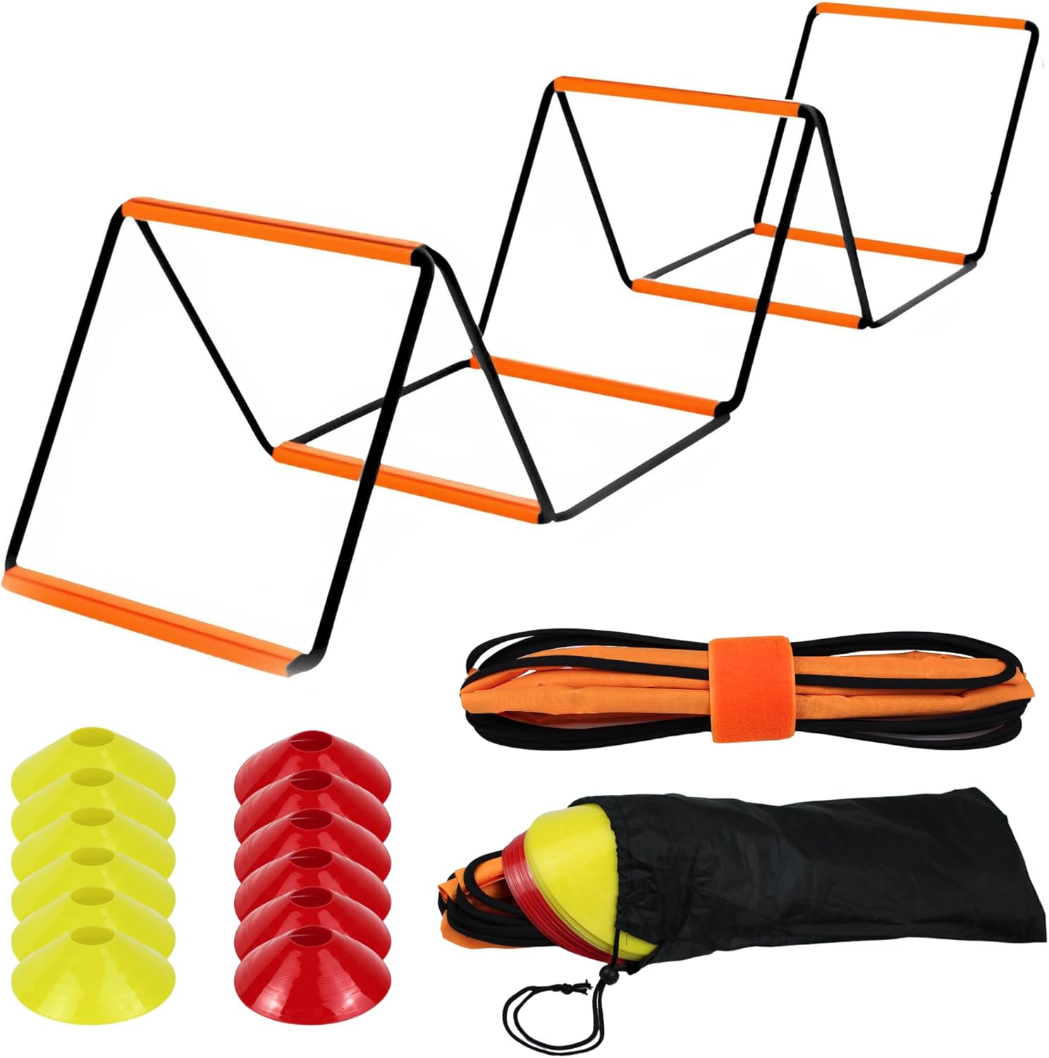 Kit Avanzado de Entrenamiento de Fútbol: Escalera de Entrenamiento Plegable y Ajustable + Conos de Entrenamiento + Bolsa para guardarlo.