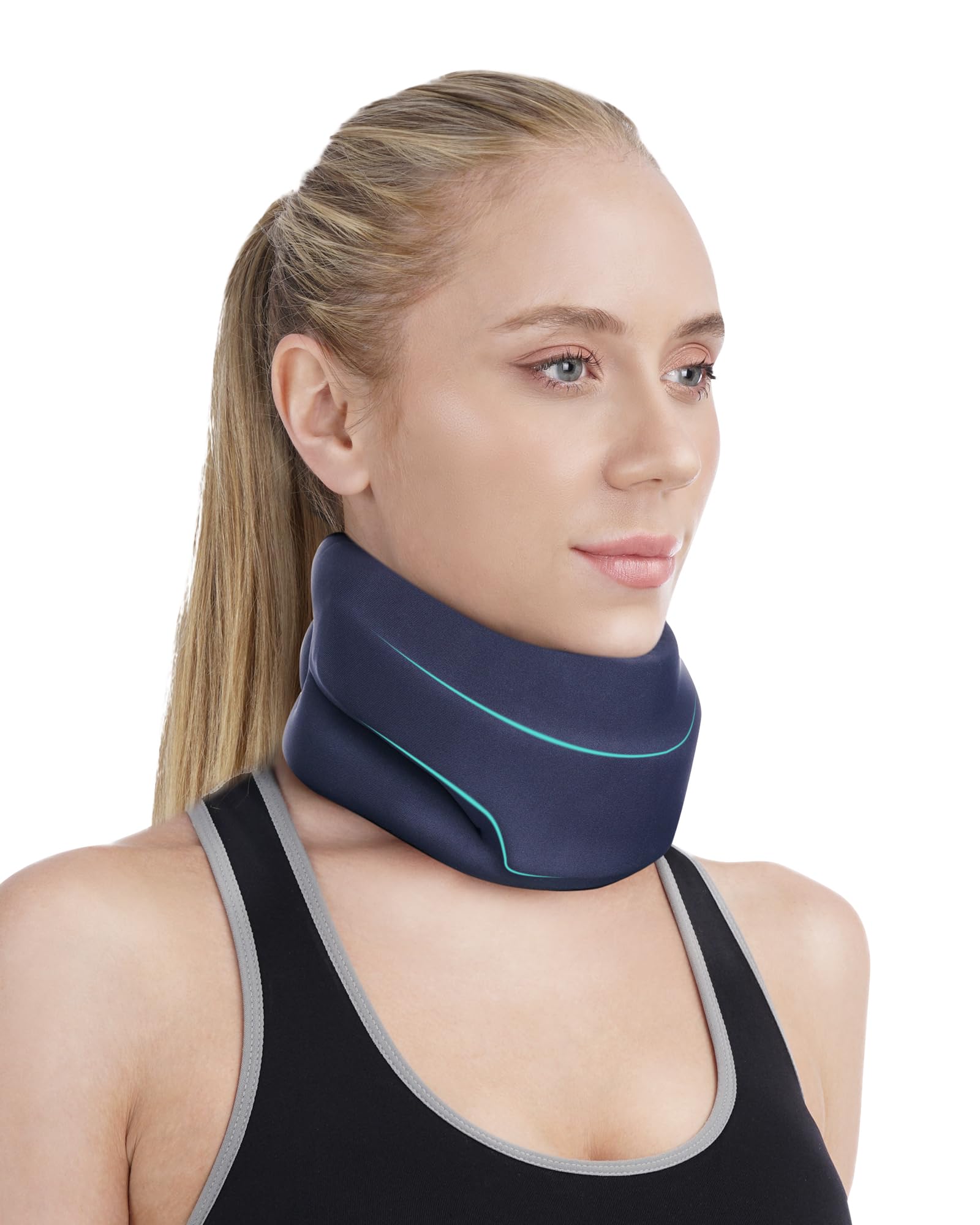 Collarín cervical para el dolor de cuello y el apoyo-espuma suave collarín para dormir,alineados para el alivio de la presión de la columna cervical (Medium)