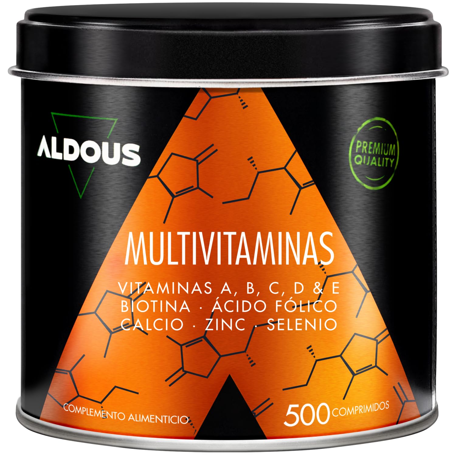 Multivitaminas Mujer y Hombre - 500 comprimidos + 1 año - Multivitaminico: Vitamina C, D, E, A, Vitaminas B, Biotina, Acido Folico, Calcio, Zinc, Selenio - Complejo Vitaminico Completo - ALDOUS