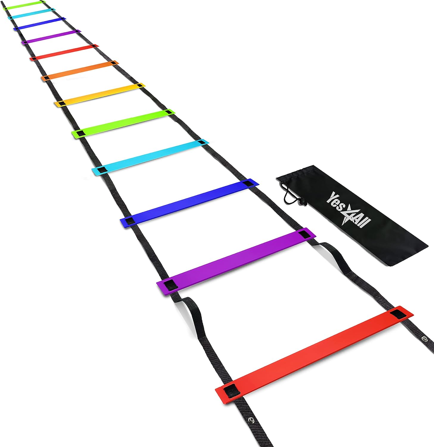 Yes4All Escalera de Agilidad 3m, 4m, 5m, 7m con 8/12/20 Peldaños, Equipo de Entrenamiento de Velocidad con Escalera de Agilidad Definitiva, Juego de Pies para Entrenamiento de Equilibrio para Fútbol