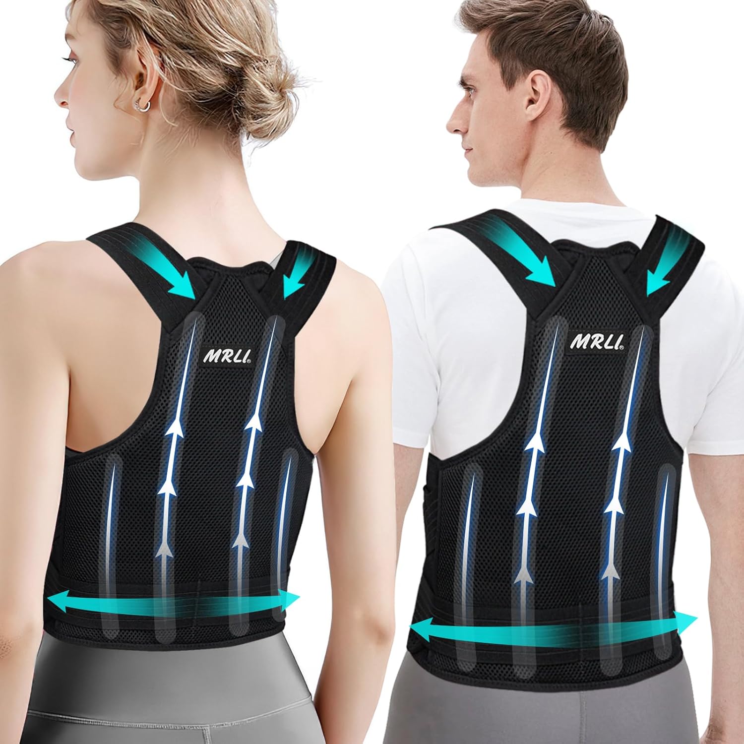 Corrector Postura Espalda Para Mujer: Hombres Espalda Recta Corrección Postural - Entrenador Lumbares Recto Transpirable y Ajustable invisible Negro M