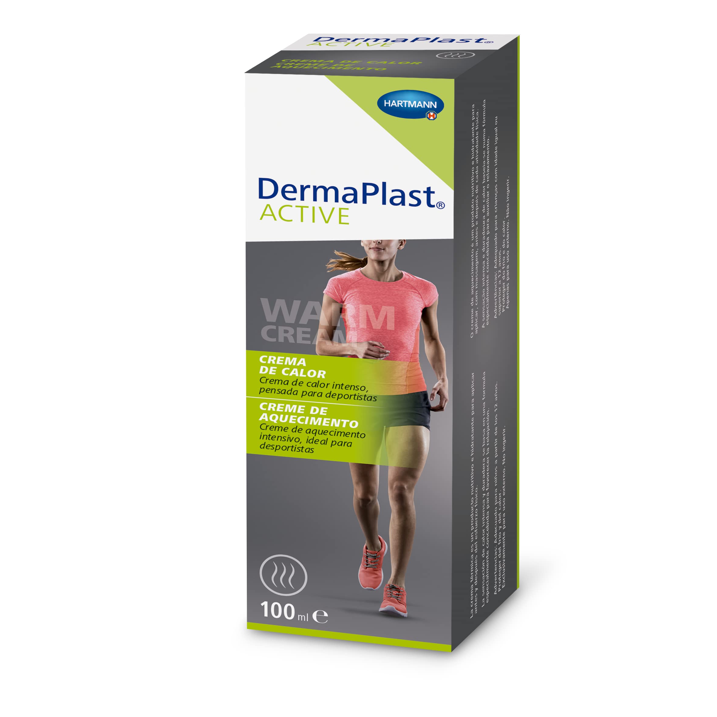DERMAPLAST ACTIVE Crema de Calor, Nutritivo e Hidratante, Antes y Después del Esfuerzo Físico, Favorece la Relajación Muscular, Golpes, Contusiones, Inflamaciones, Lesiones de Ligamentos, 100 ml
