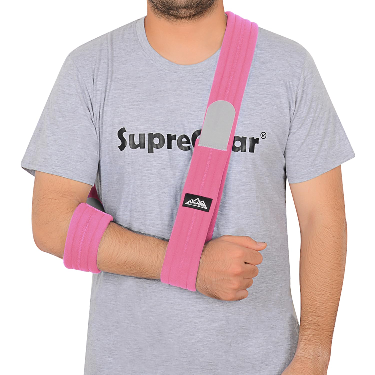 supregear Soportes de Brazos, Cabestrillo para el Brazo Ajustable, Ligero Cómodo Hombro Inmovilizador Brazo Sling Transpirable Médico Soporte de Hombro para Lesionado Brazo/Mano/Codo - 180cm - Rosado