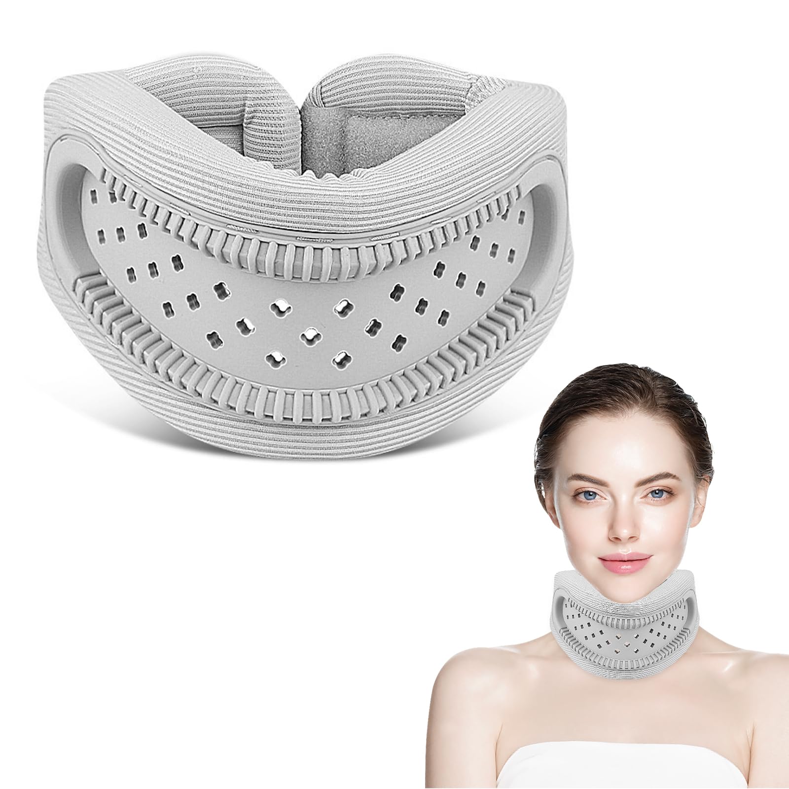 Collarin Cervical,Collarín Cervical De Espuma De Silicona,Soporte Para El Cuello,Collarín Cervical Ajustable Y Transpirable,Para Aliviar El Dolor Y La Presión En El Cuello,Dormir