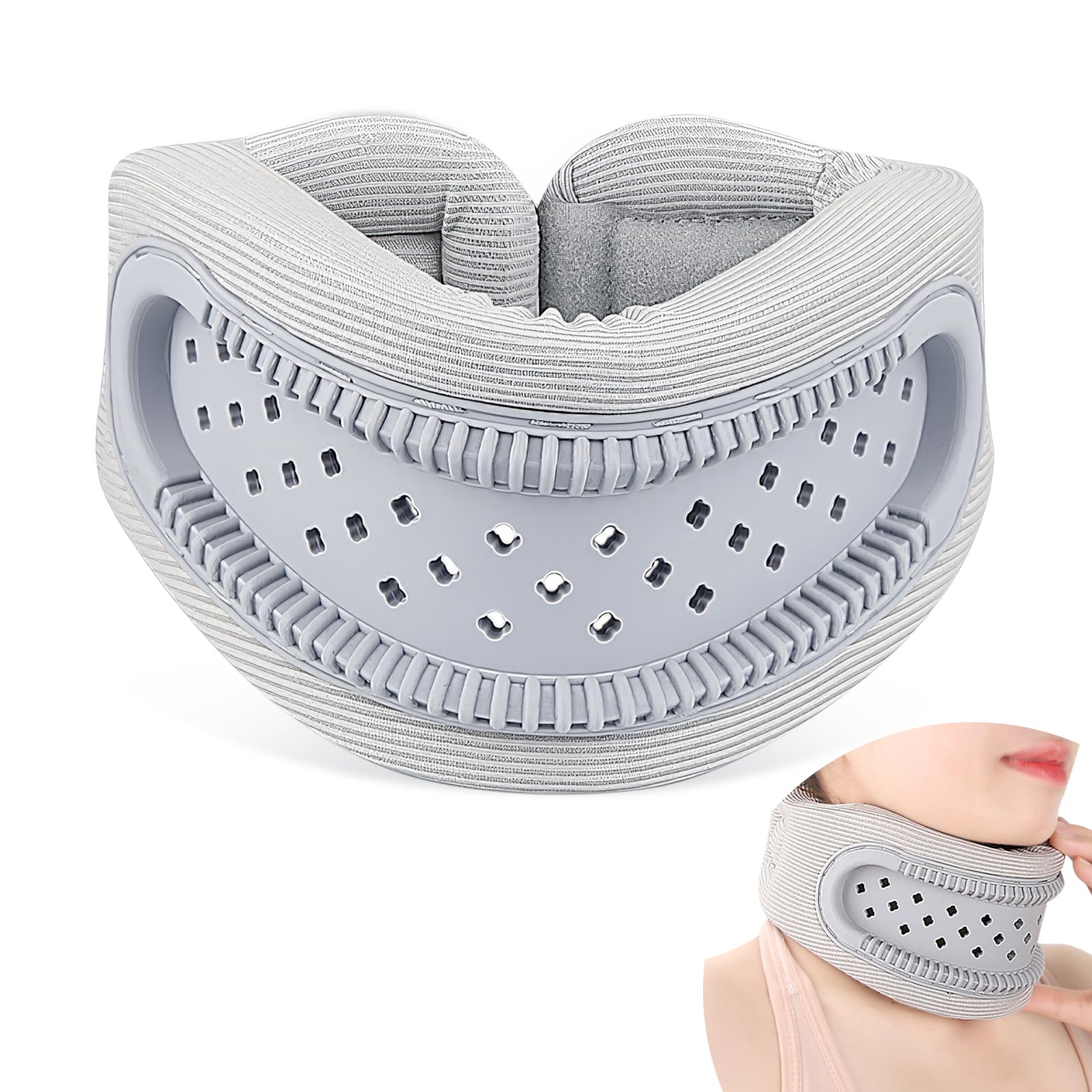 Collarín cervical para aliviar el dolor y la presión en el cuello - Collarín cervical Cervicorrect de espuma de silicona, collarín cervical ajustable y transpirable para dormir (gris, talla L)