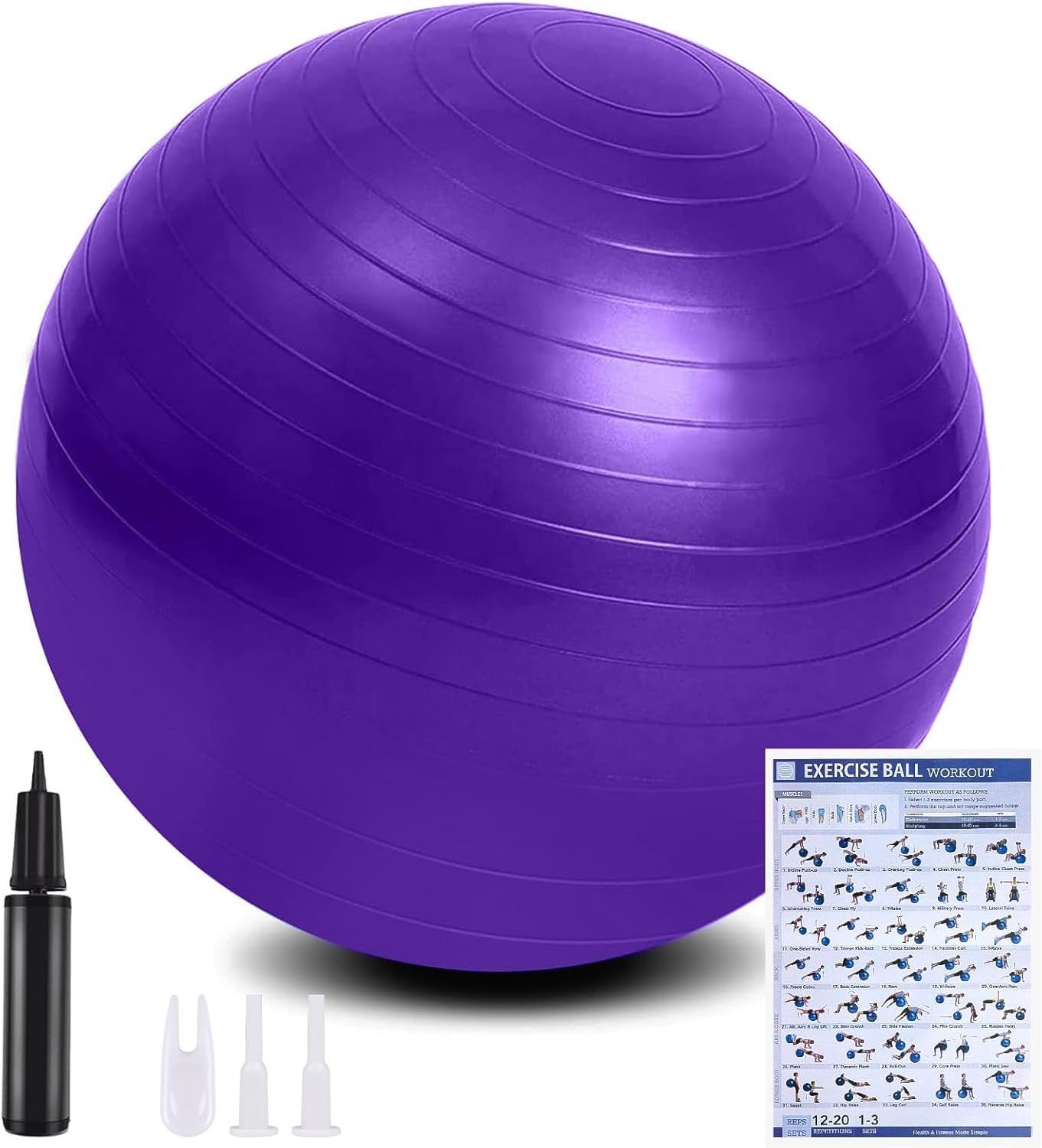 flintronic Pelota de Pilates, Fitness Pelota de Ejercicio, 55cm/65cm/75cm/85cm, Embarazo y Sentarse, Equilibrio, Entrenamiento, Incluye Manual de Instrucciones, Bomba de Aire