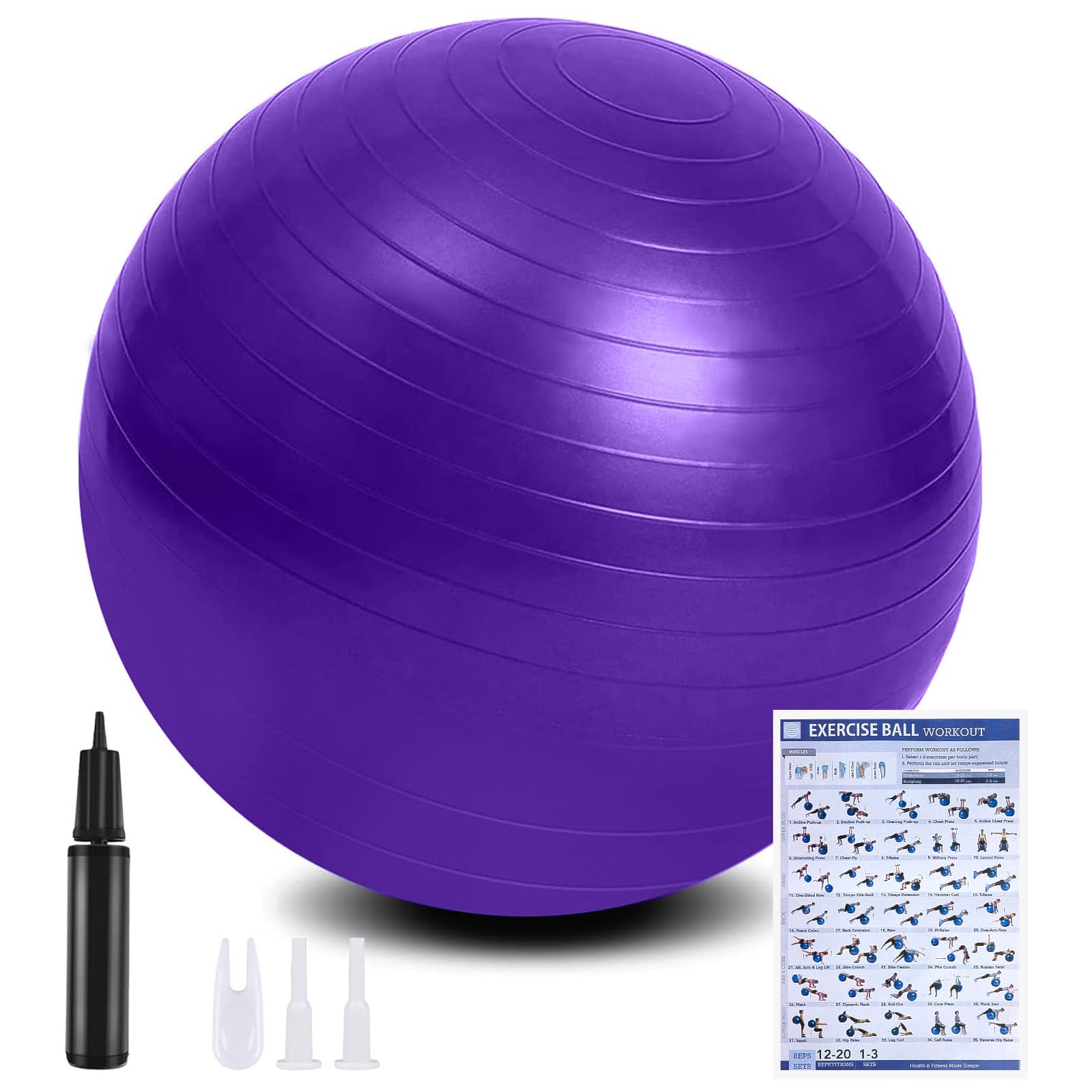 flintronic 55cm/65cm Pelota de Yoga, Fitness, Pilates, Embarazo y Sentarse, Fitball, Equilibrio, Entrenamiento, 55cm 65cm, Hinchador Incluido
