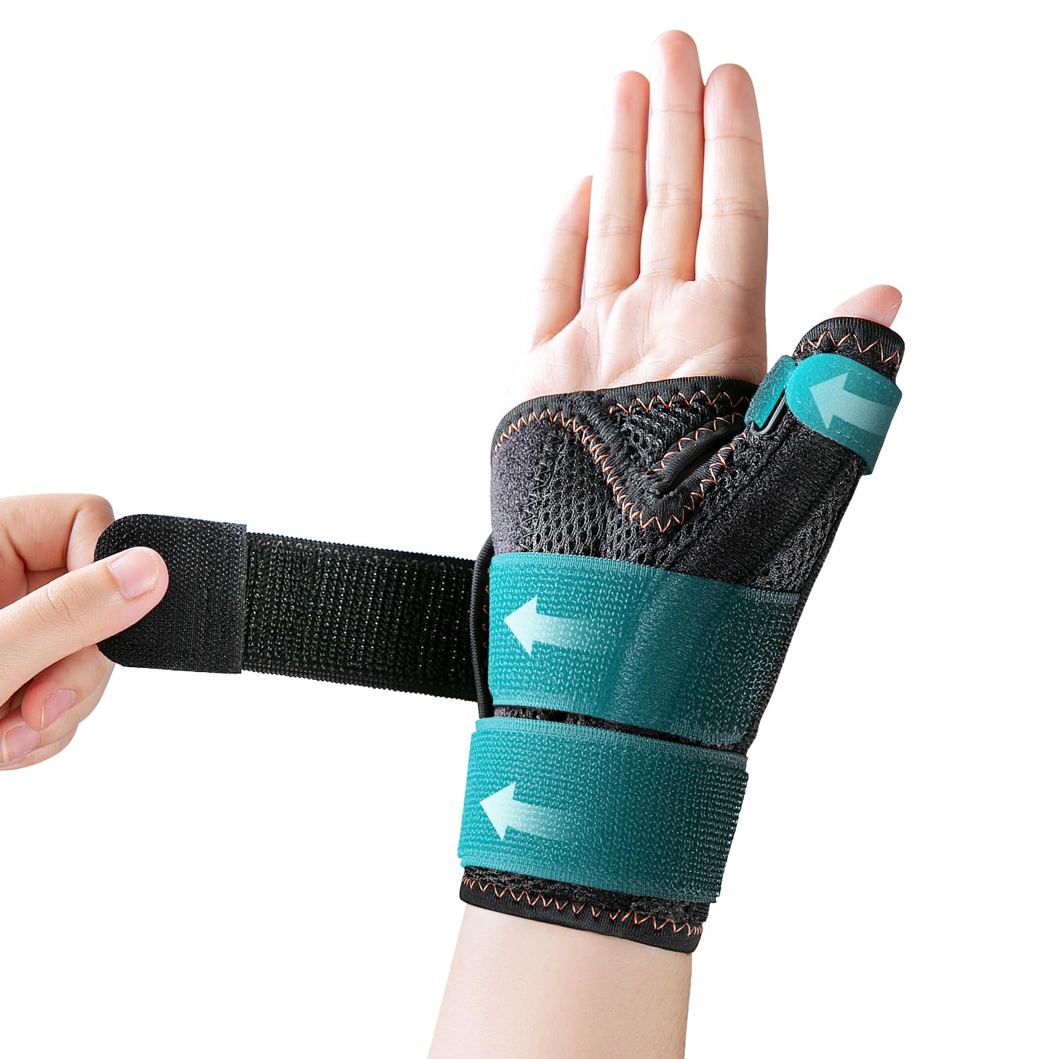CURECARE Muñequera Pulgar para Mujeres y Hombres, Ferula Pulgar Reversible para Soporte de Día y Noche, Estabilizador de Pulgar Transpirable para Artritis, Tendinitis, Esguinces de Pulgar (Negro)