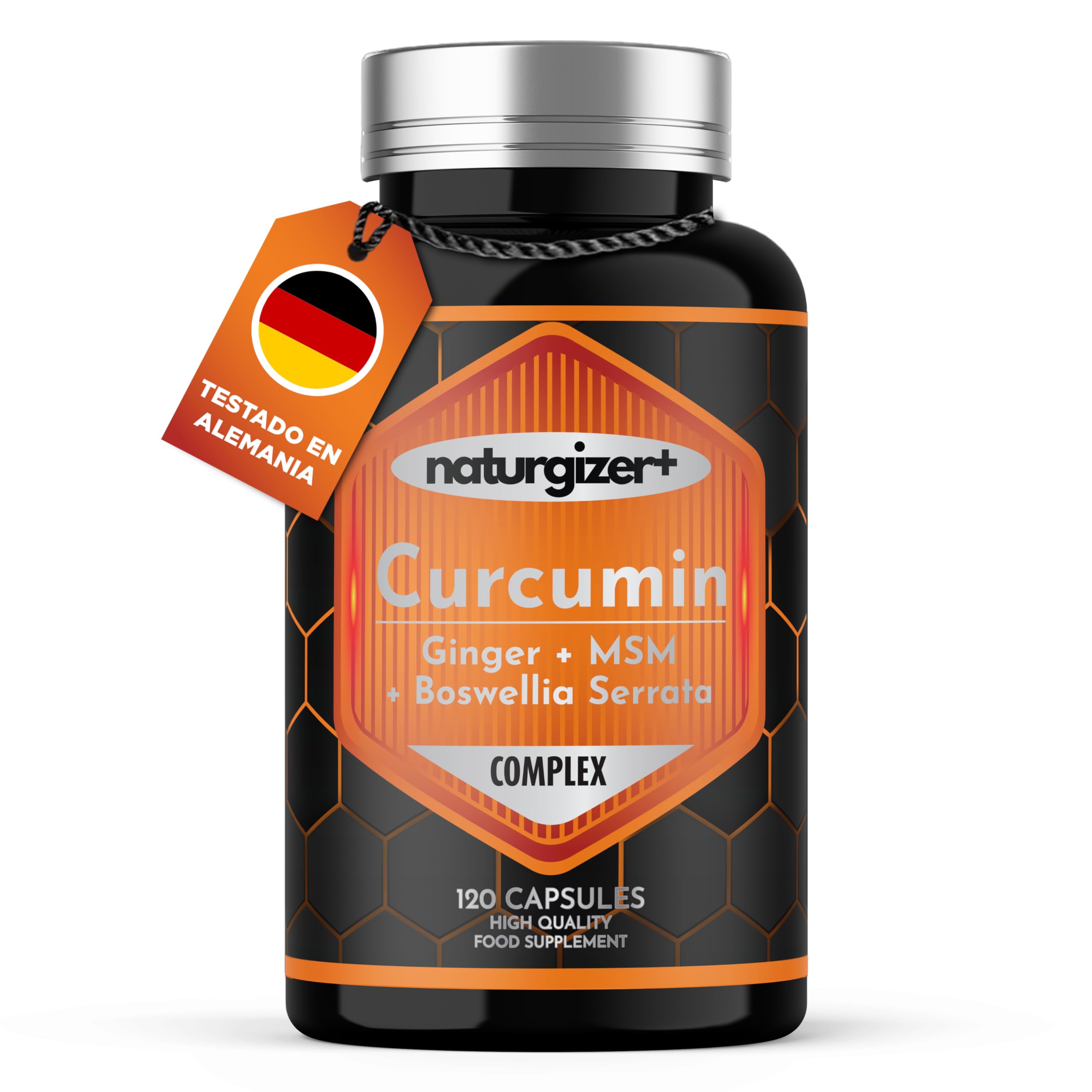 Cúrcuma LIPOSOMAL Complex con Jengibre, Boswellia, MSM | Alta Absorción | Apoyo Premium para Articulaciones, Músculos y Digestión | Curcumina en Cápsulas Vegetales |120 Cápsulas (60 Días) Naturgizer+