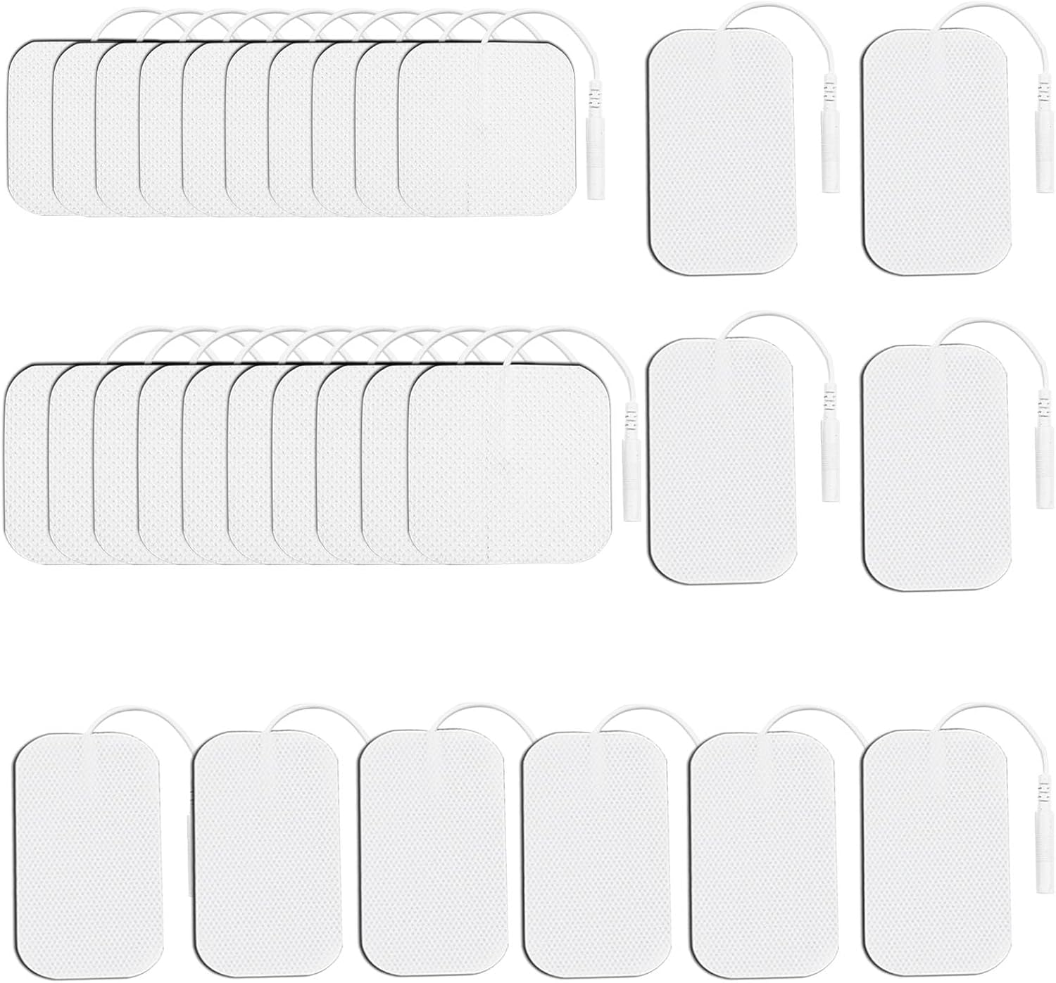 30 Piezas Electrodos Autoadhesivos, Parches Electroestimulador 3 Tamaños 4 x 4 cm/4 x 6 cm/5 x 5 cm, Electrodos Reutilizables Compatibles con Dispositivos TENS EMS