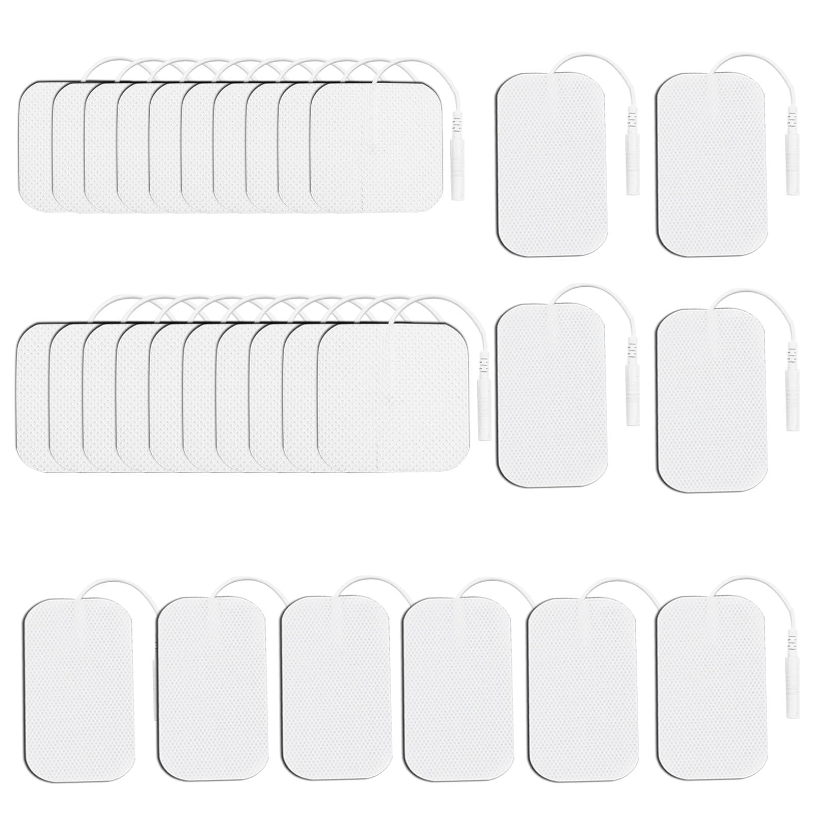 URHRHU 30 Piezas Electrodos Autoadhesivos, Parches Electroestimulador 3 Tamaños 4 x 4 cm/4 x 6 cm/5 x 5 cm, Electrodos Reutilizables Compatibles con Dispositivos TENS EMS