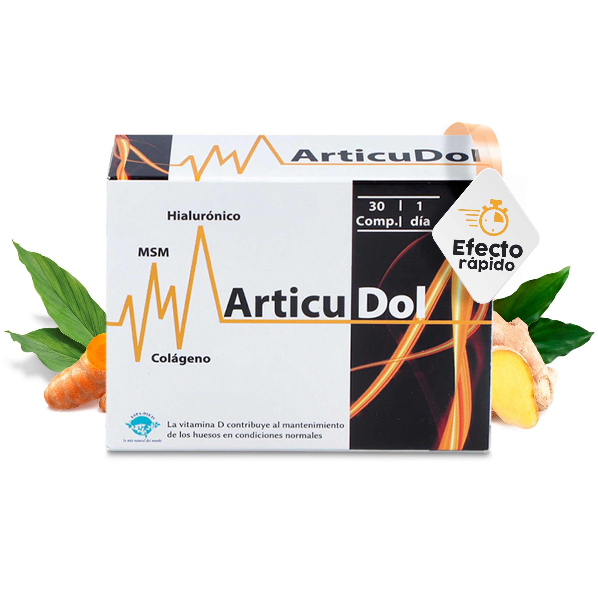 Glucosamina con Condroitina, Colágeno, Calcio, MSM, Harpagofito, Ácido Hialurónico, Jengibre, Cúcuma y Vitamina D - Articulaciones suplemento, ligamento, rodilla, antiinflamatorio - Articudol