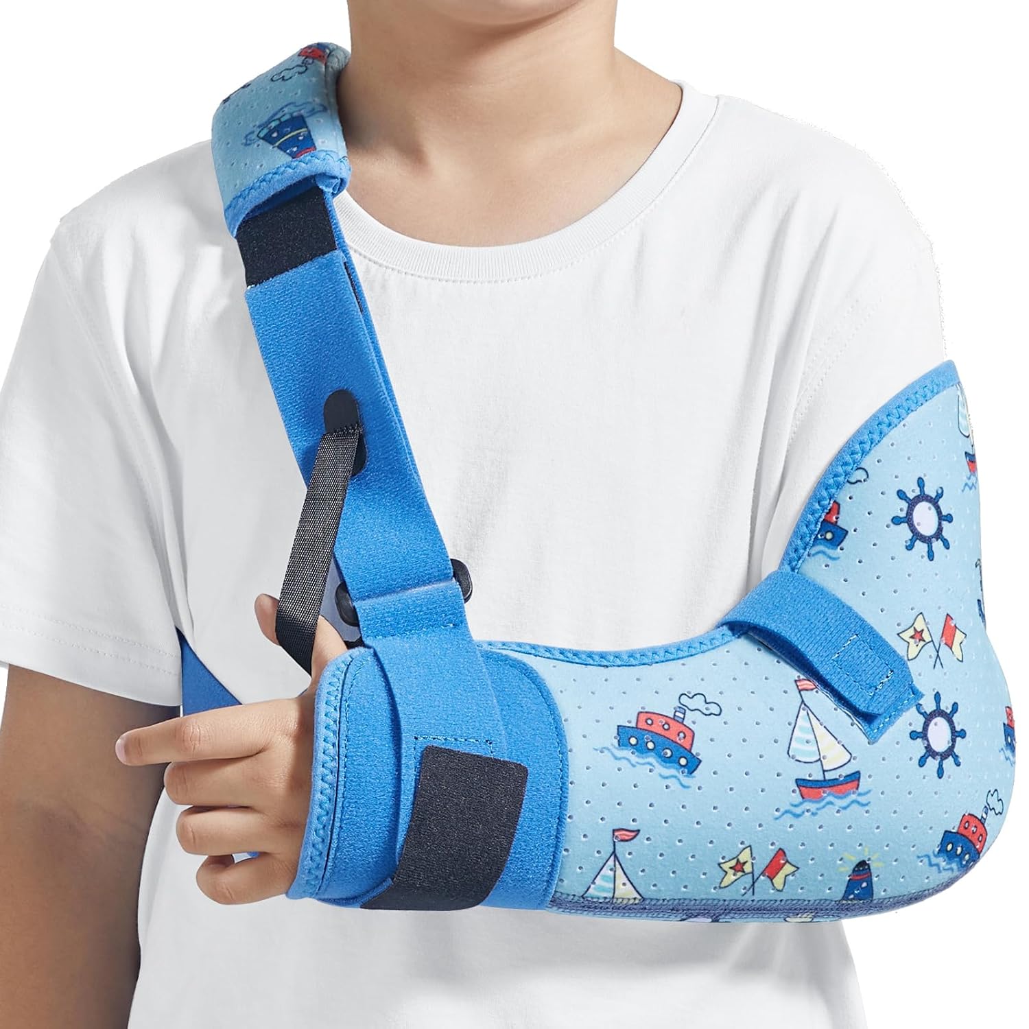 Cabestrillo para Brazo de niño, Soportes de Brazos Hombro Inmovilizador Ajustable, Desgarro de Manguito Rotador Para Roturas, Luxaciones, Esguinces, Distensiones y Fracturas(Izquierdo,XS)