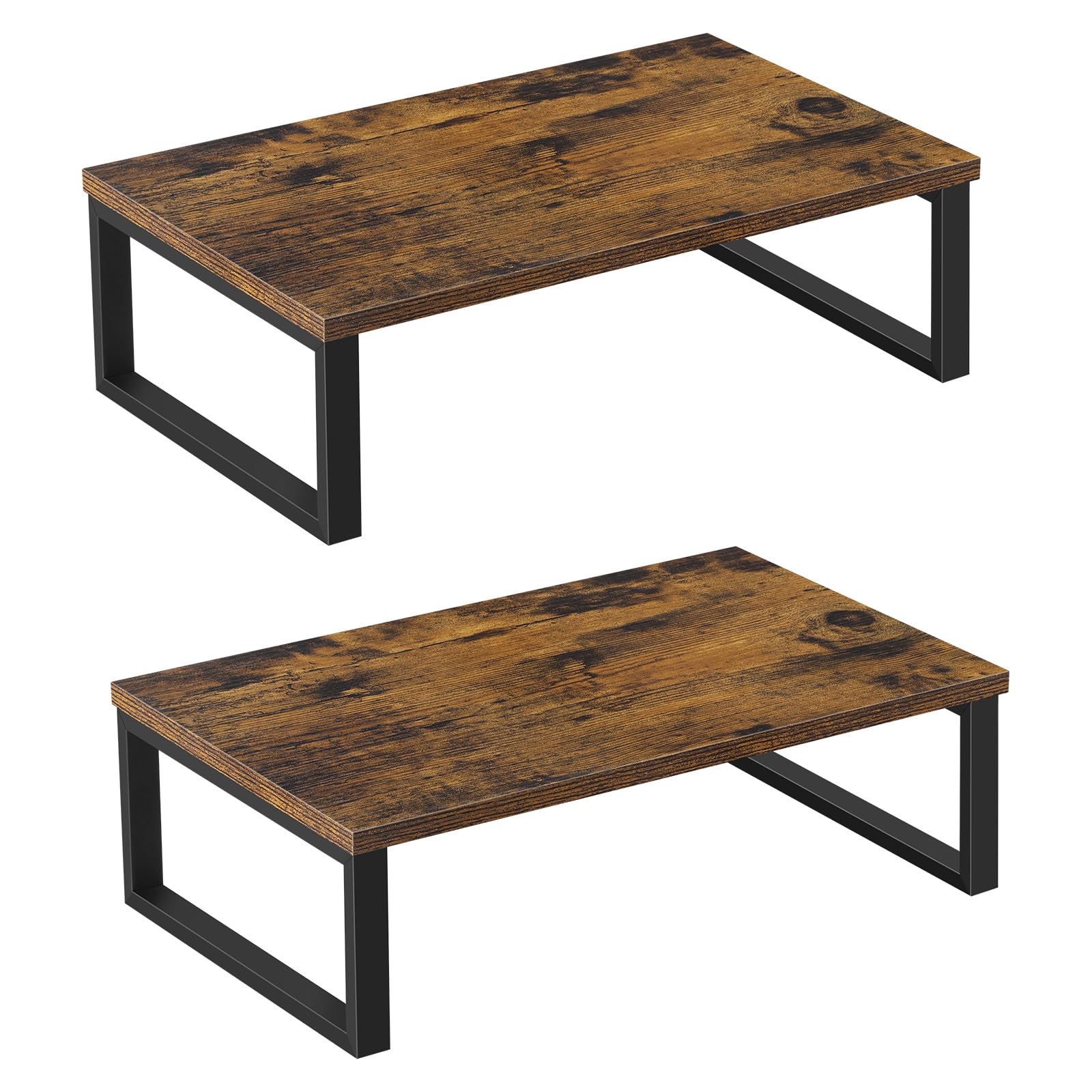 UOMIO Juego de 2 soportes para monitor de madera, estilo minimalista, ergonómico, para ordenador portátil, 40 x 25 x 12,5 cm