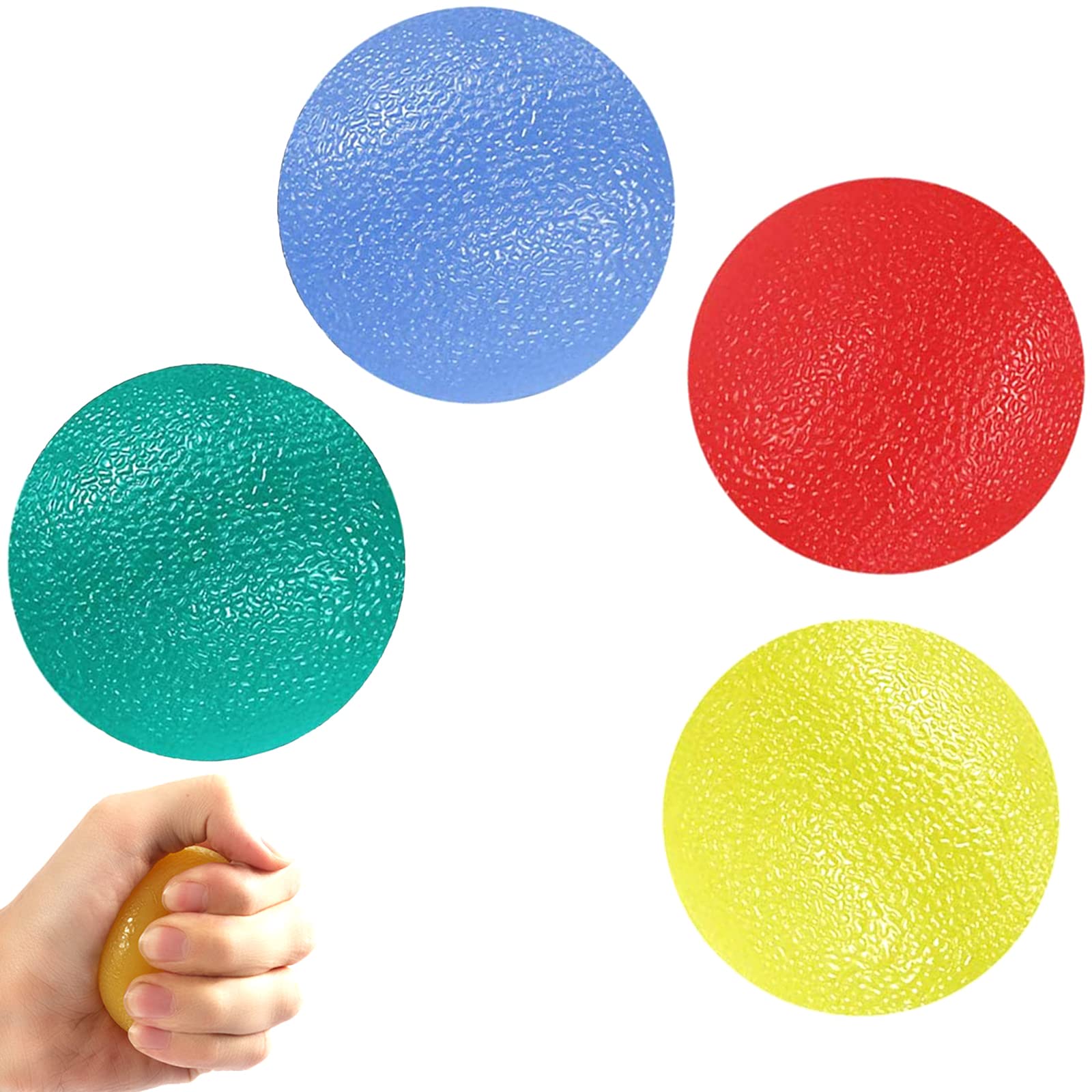 Pelotas de Fitness de Silicona de Mano Manos y Dedos Anti Estrés Bolas Pelotas de Mano en Forma de Huevo Pelotas Agarre - Huevo para Ejercicios Bola Agarre Terapia de Masaje Rehabilitación 4 Pcs