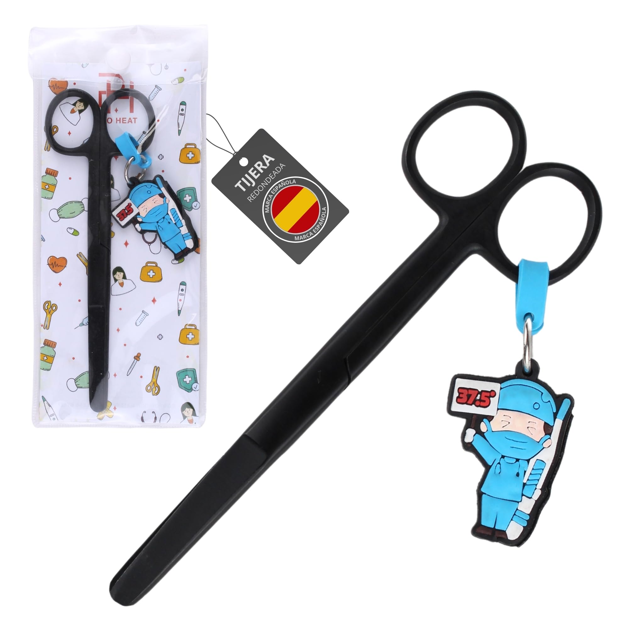 Ph Pro Heat Tijeras Enfermeria Punta Roma para Primeros Auxilios de Acero Inoxidable - Tijeras Pico de Pato para Enfermera Profesionales - Accesorios Enfermera y TCAE para Vendajes.