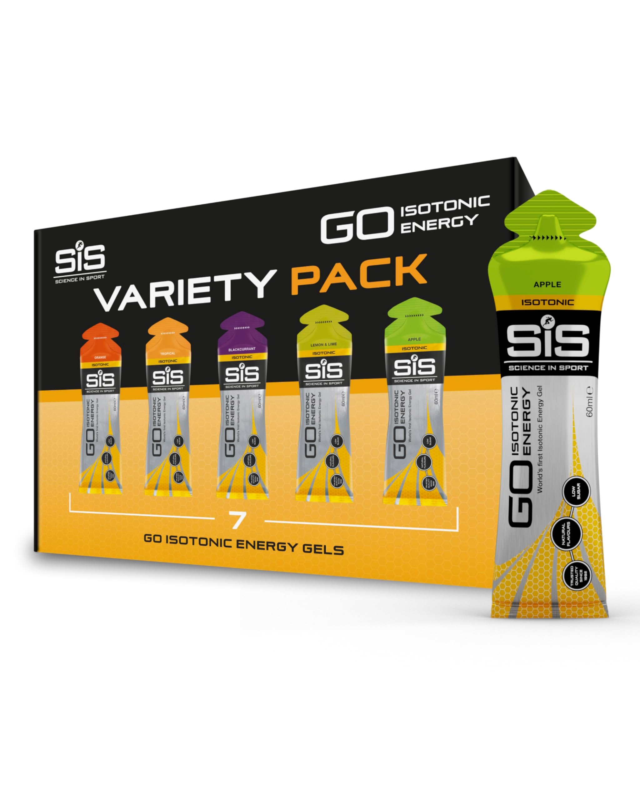 Science in Sport GO Gel Energético Isotónico 7cx 60ml Variado, Vegano - Formulación isotónica con 22g de carbohidratos, Buen proveedor de energía, Alternativa óptima a las bebidas isotónicas.