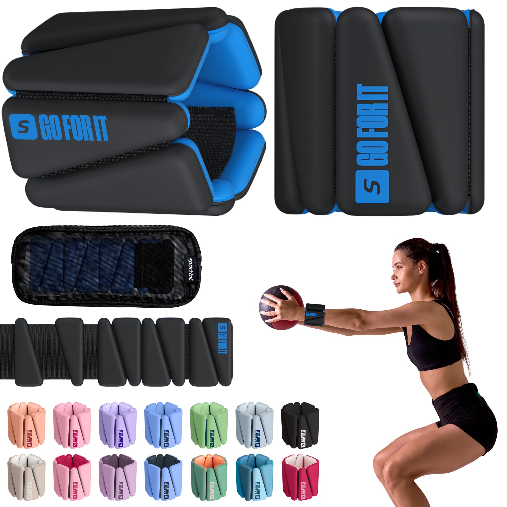 SPORTBIT Pesas de muñeca y tobillo para mujer, juego de 2 (1 libra cada una), superficie de silicona, correa ajustable, pesas para piernas, pesas de muñeca para caminar, correr, yoga, pilates, baile,