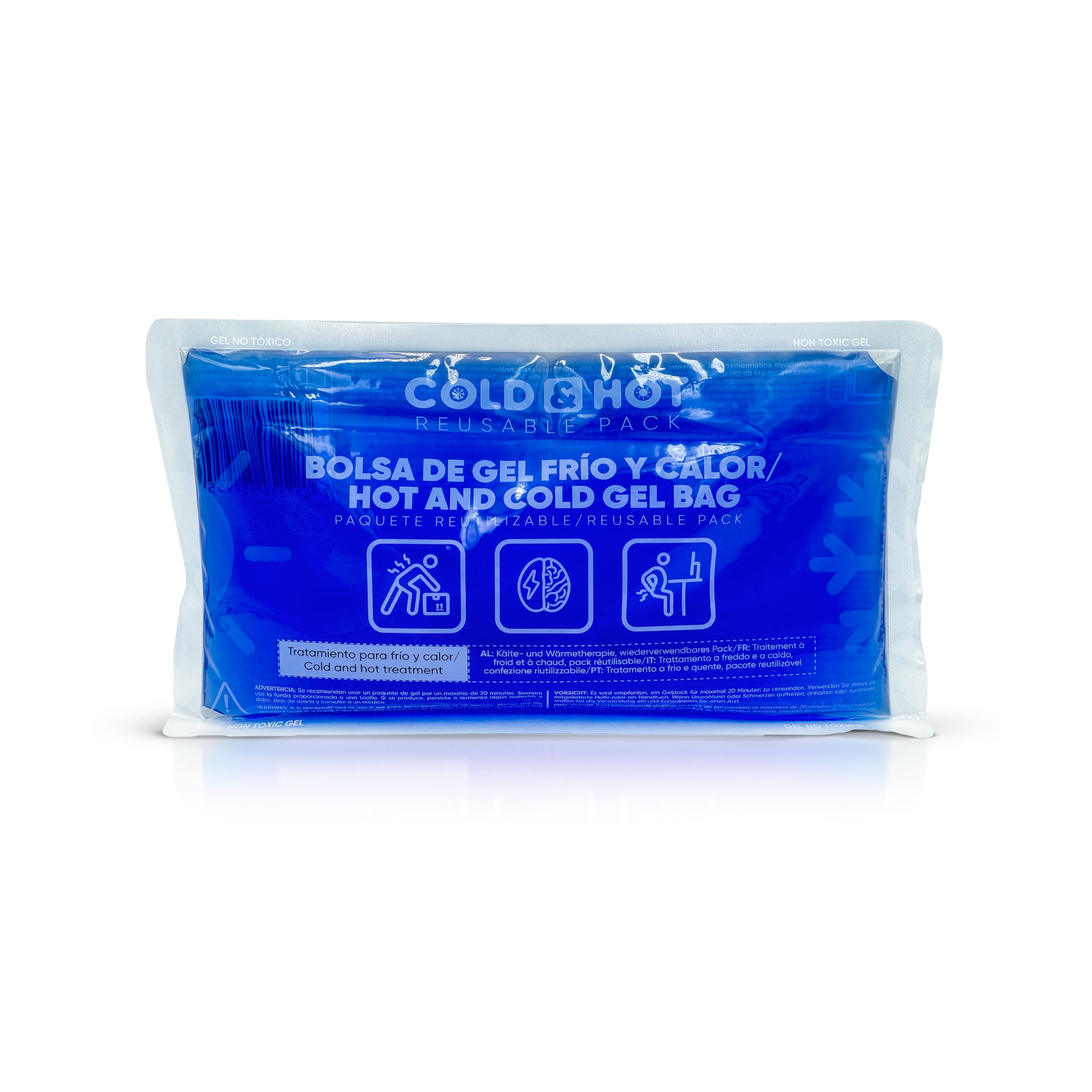 Bolsa de Gel Frío/Calor Reutilizable (26 x 15 cm) - Bolsa Flexible - Multifuncional - Ideal para Terapias, Dolor Muscular, Fiebre y Lesiones Deportivas - Aptas para Nevera y Microondas