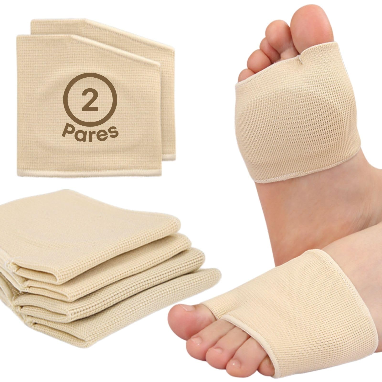 2 pares de Almohadillas Para Pies. Plantillas Metatarsalgia, Fascitis Plantar. 2 Tallas 35-39 y 40-44. Almohadilla metatarsal de gel para alivio del Dolor y Protección Dedos Pie. ALBURAN® (35-39)
