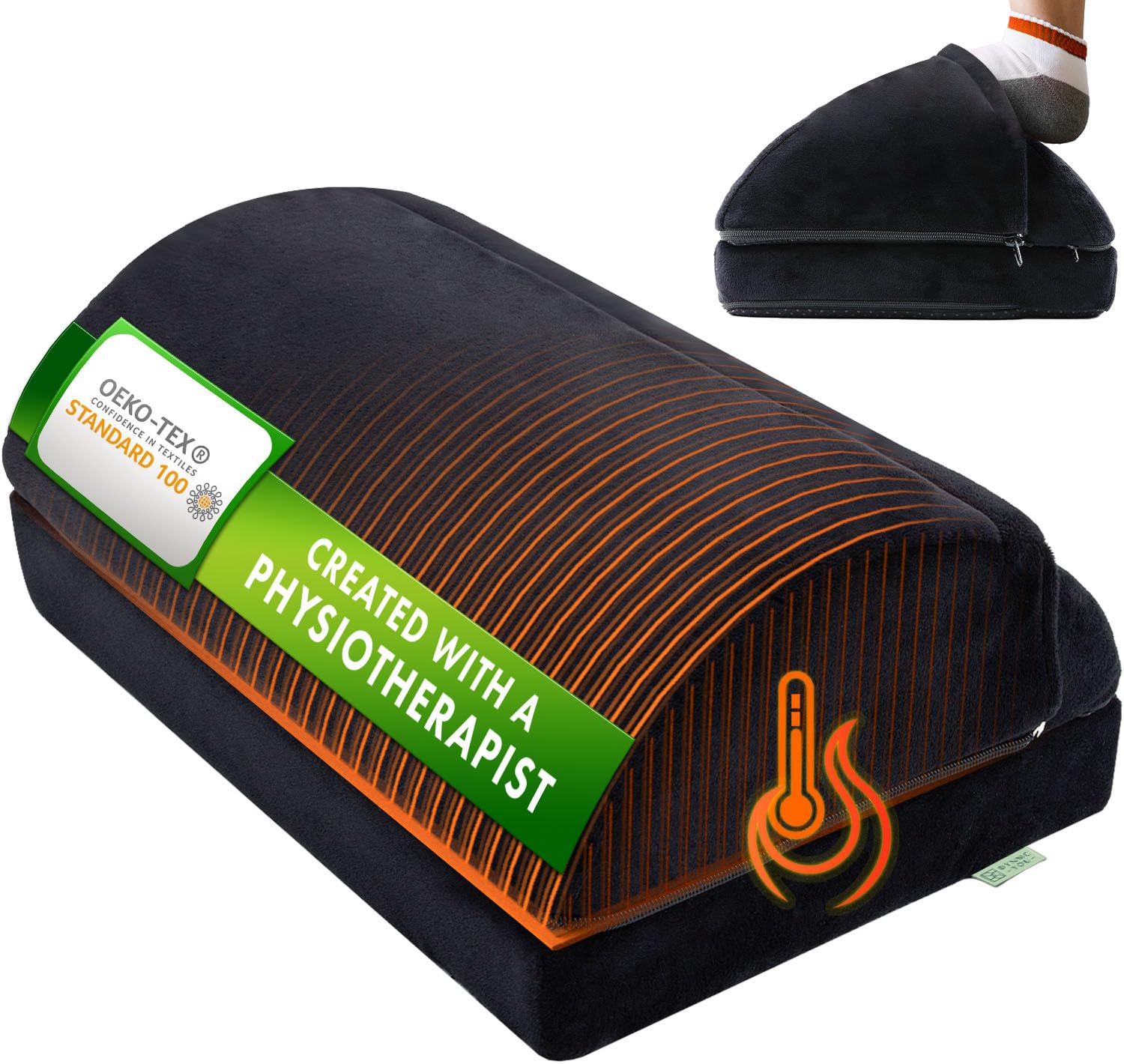 Cojín Reposapiés, Gris, Cómodo Reposa Pies de Trabajo Oficina Casa o Viajes, Funda de Oeko-Tex Lavable, Reposa Pies con Base Antideslizante, Soporte para Pies de Diseño Ergonómico Oscilante